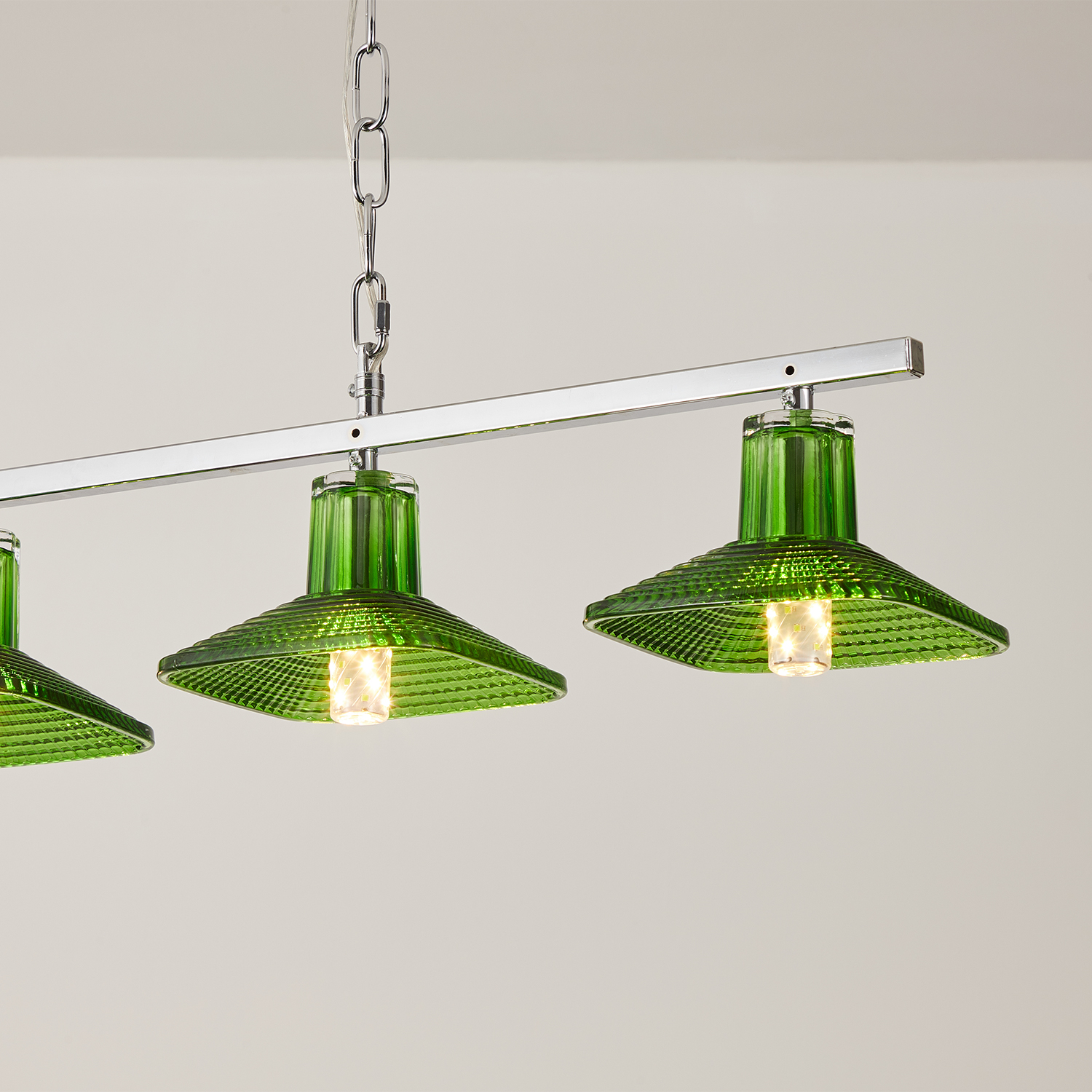 Green Crystal Linear Pendant Light by Carl 1960s