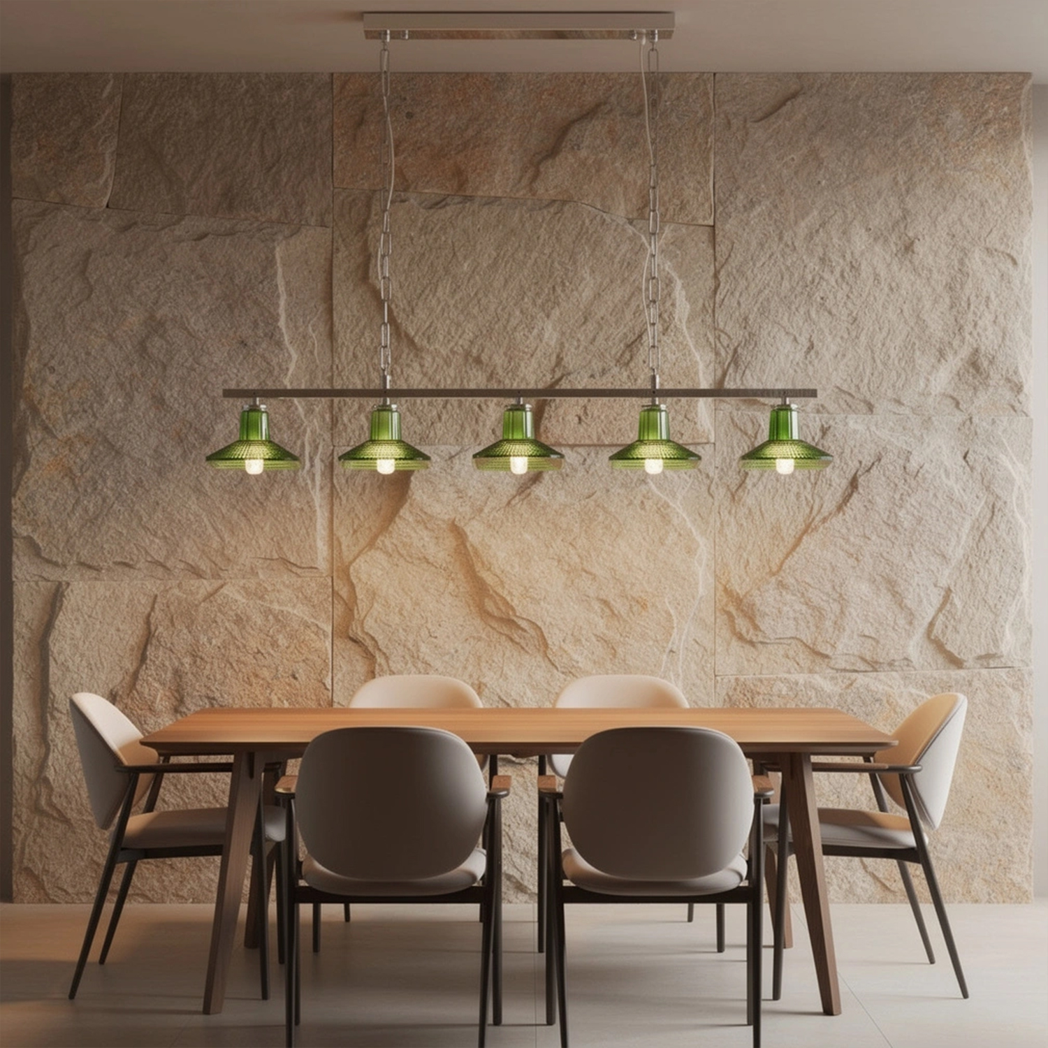 Green Crystal Linear Pendant Light by Carl 1960s
