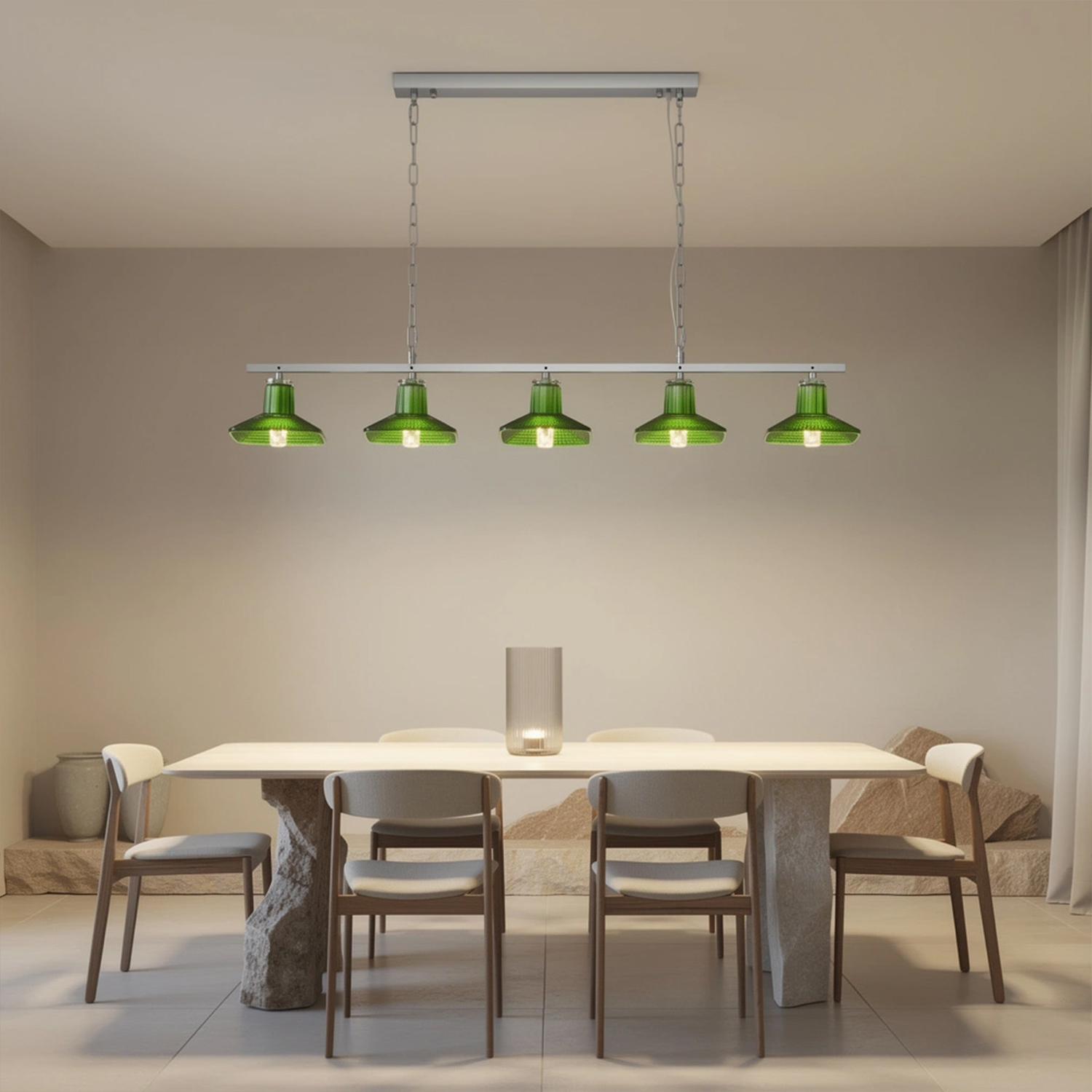 Green Crystal Linear Pendant Light by Carl 1960s
