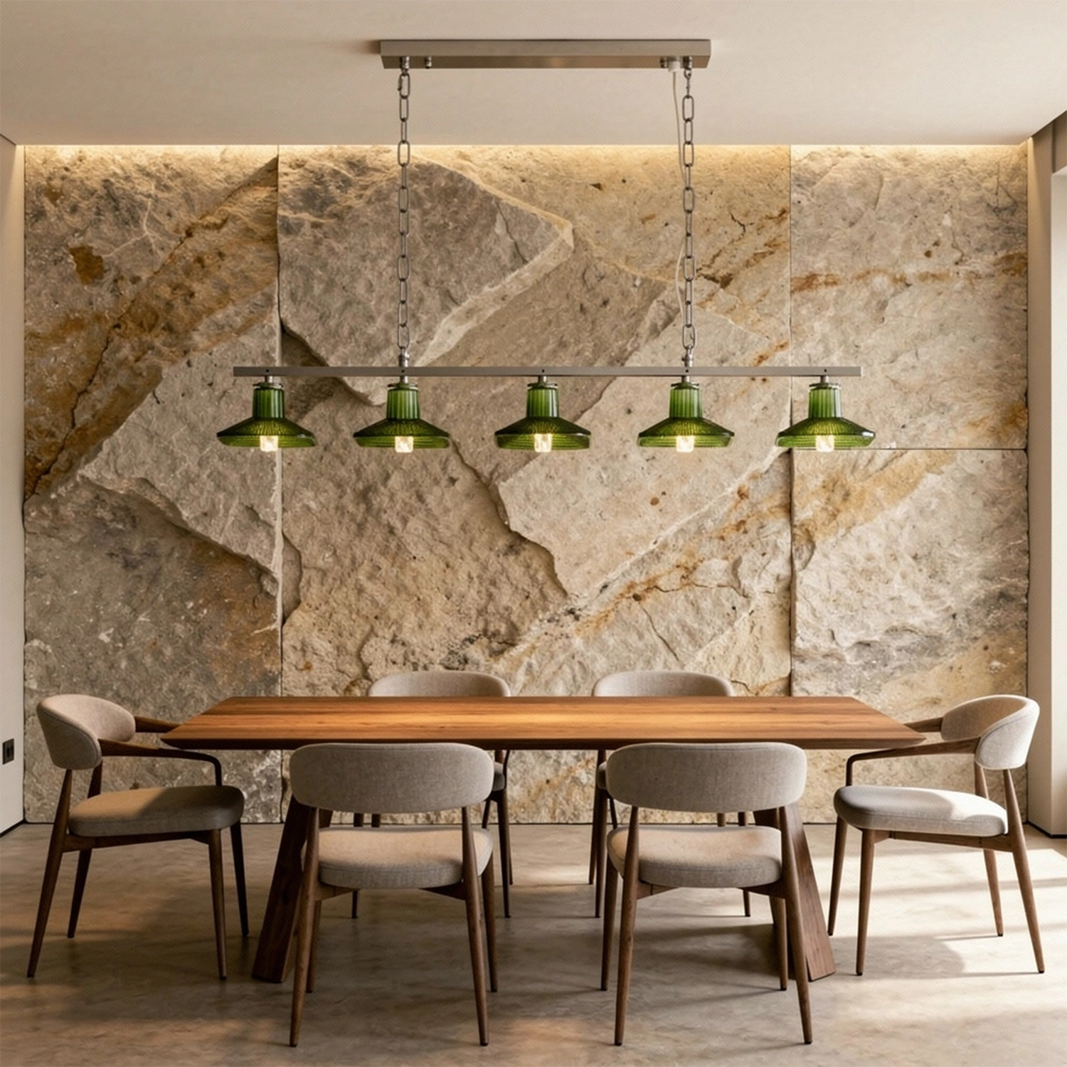 Green Crystal Linear Pendant Light by Carl 1960s