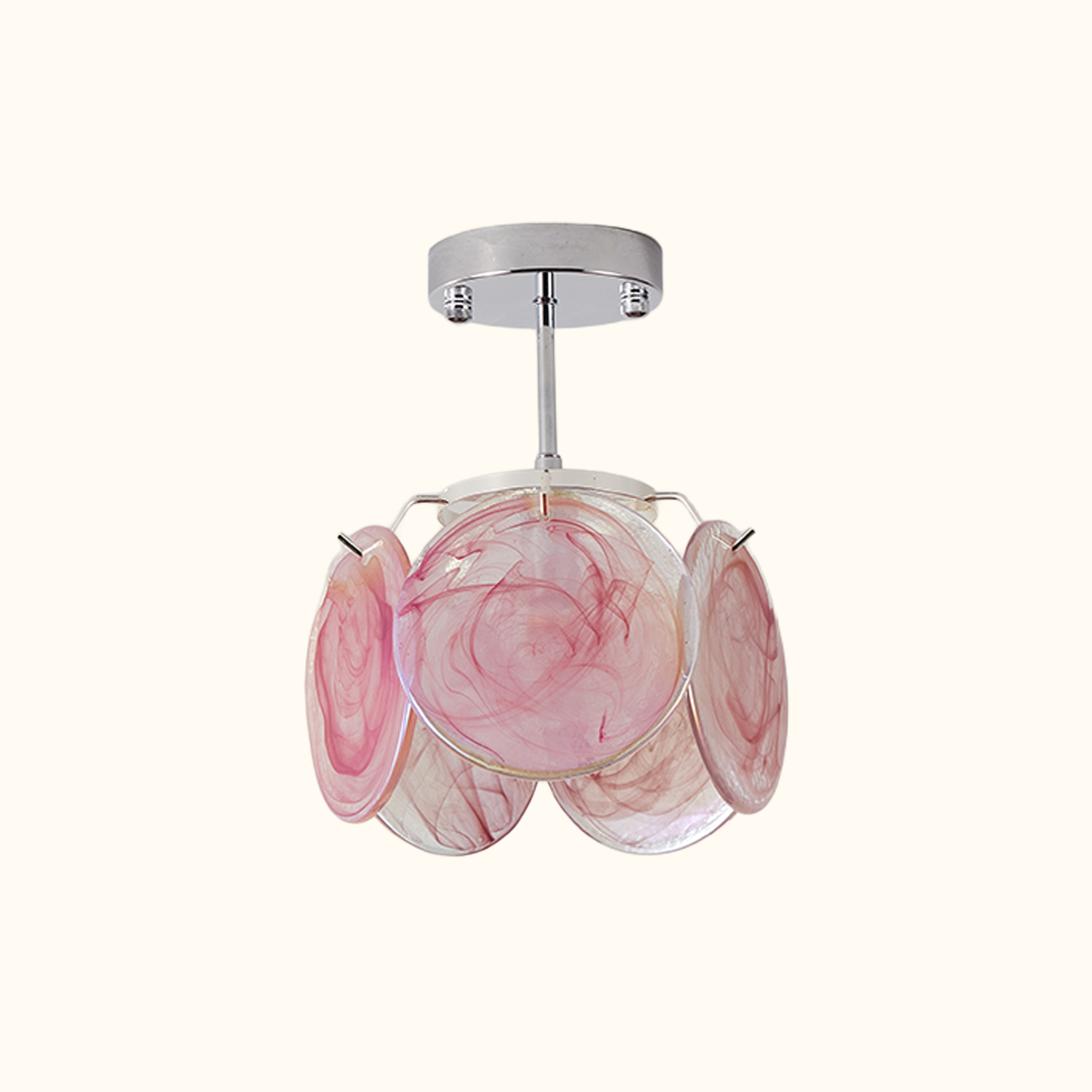 Italian Disc Ceiling Lamp Murano Glass 1970s
