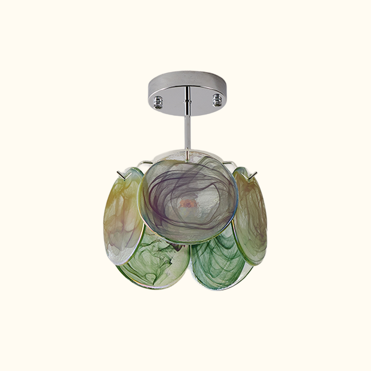 Italian Disc Ceiling Lamp Murano Glass 1970s