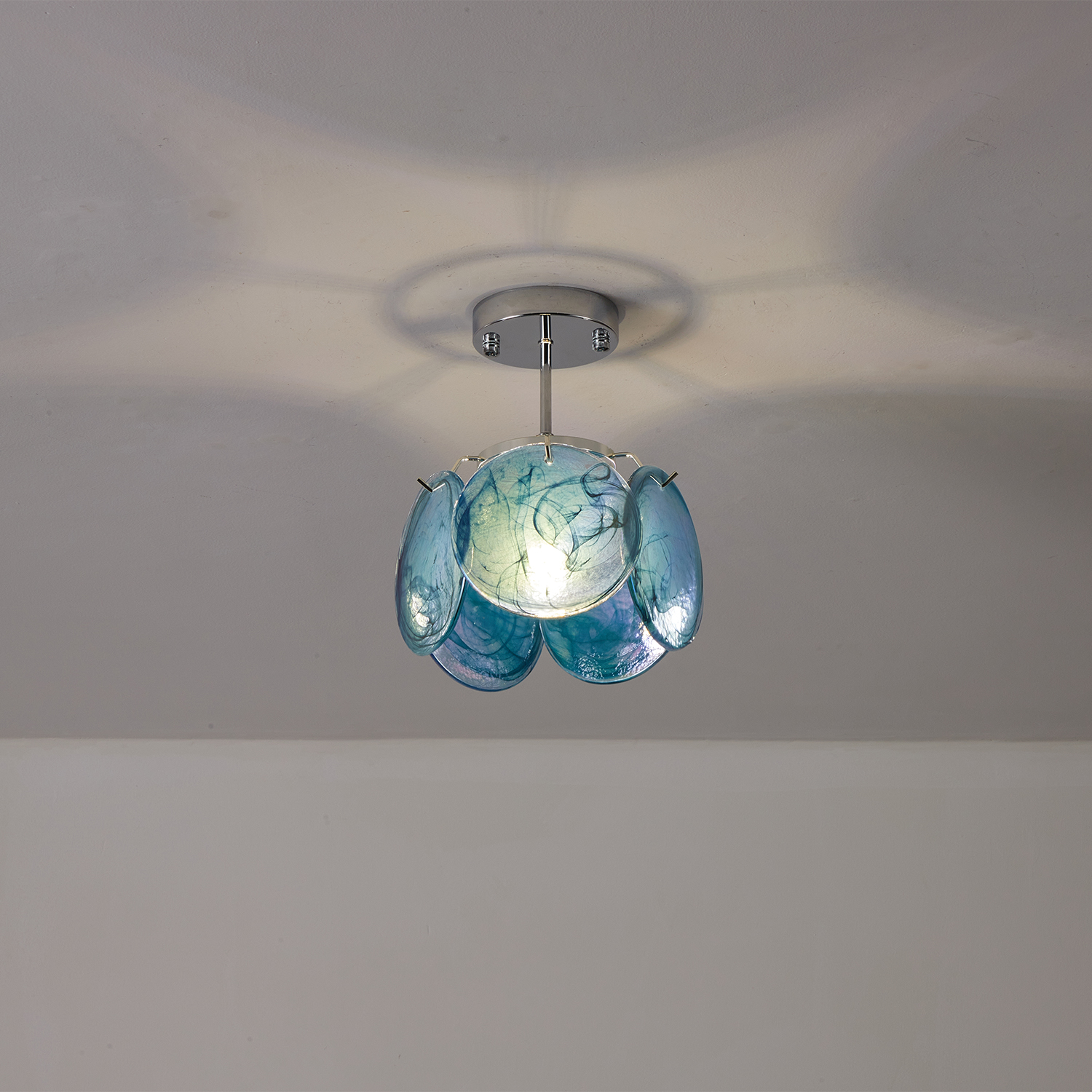 Italian Disc Ceiling Lamp Murano Glass 1970s