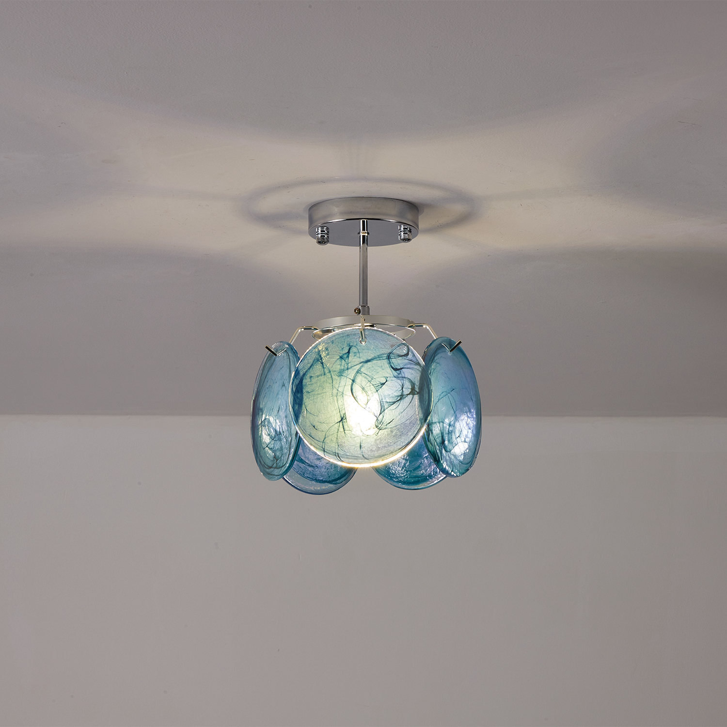 Italian Disc Ceiling Lamp Murano Glass 1970s