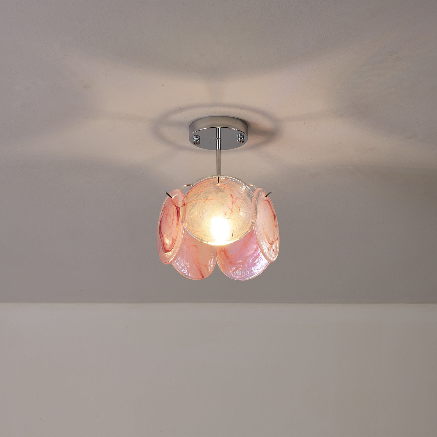 Italian Disc Ceiling Lamp Murano Glass 1970s