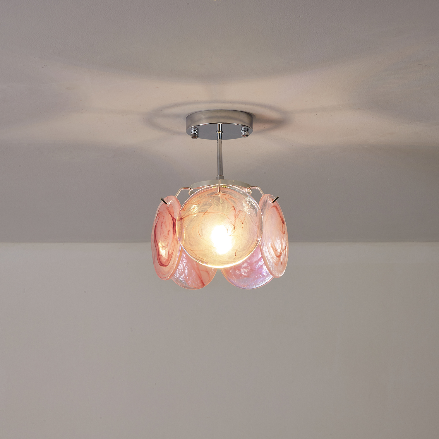 Italian Disc Ceiling Lamp Murano Glass 1970s