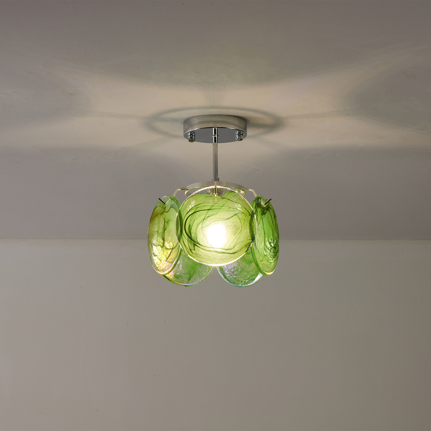 Italian Disc Ceiling Lamp Murano Glass 1970s