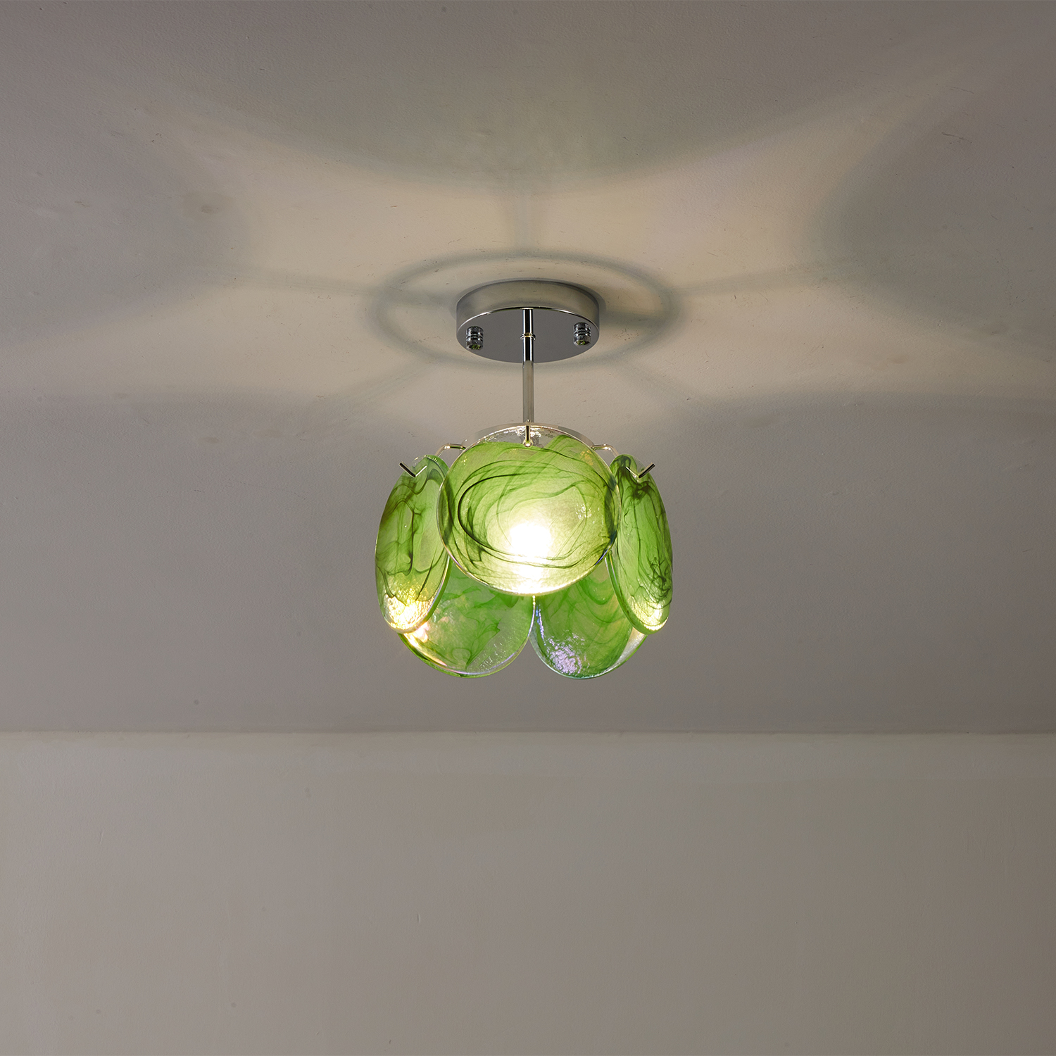 Italian Disc Ceiling Lamp Murano Glass 1970s