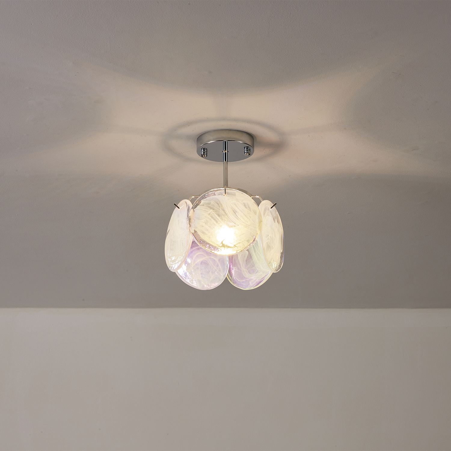 Italian Disc Ceiling Lamp Murano Glass 1970s
