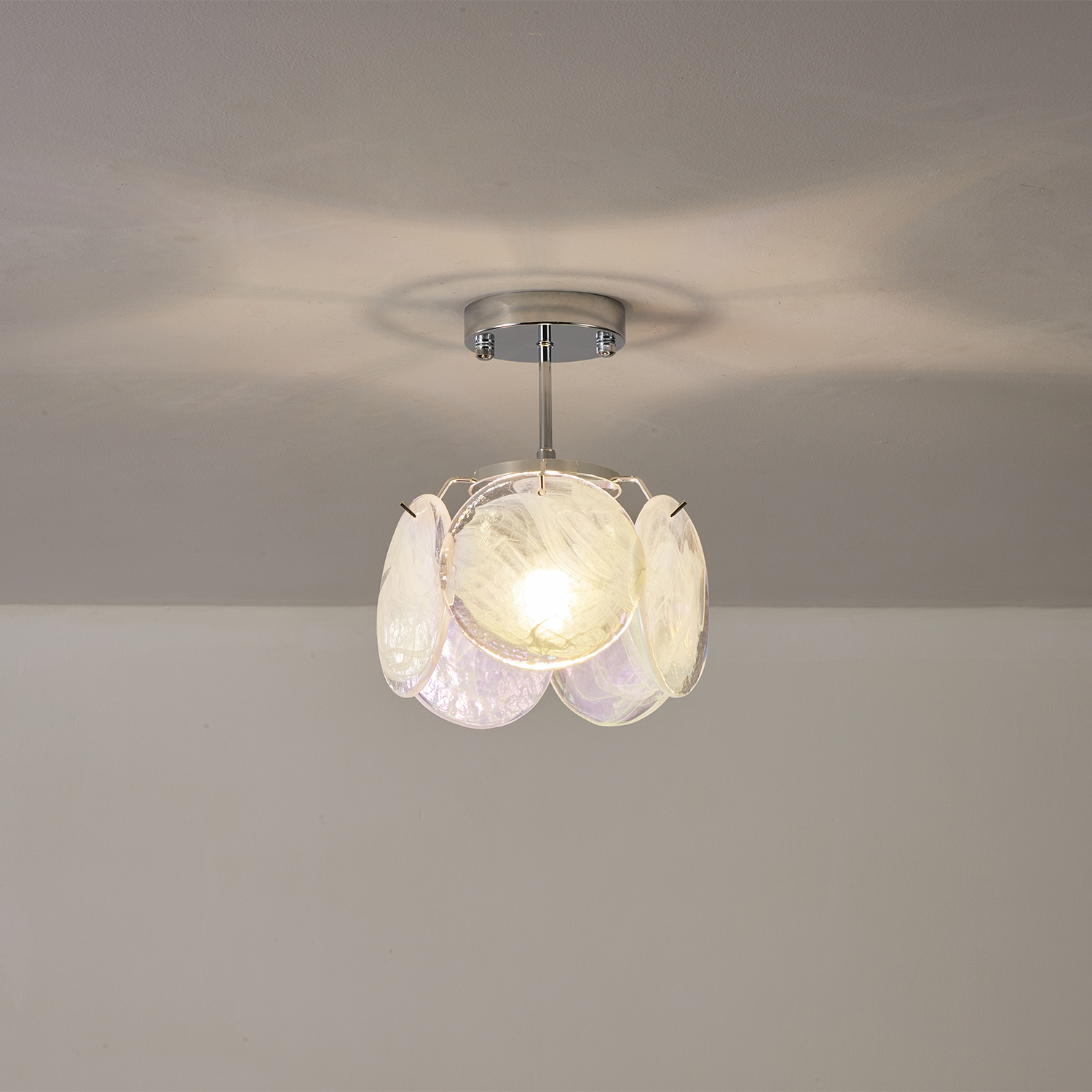Italian Disc Ceiling Lamp Murano Glass 1970s