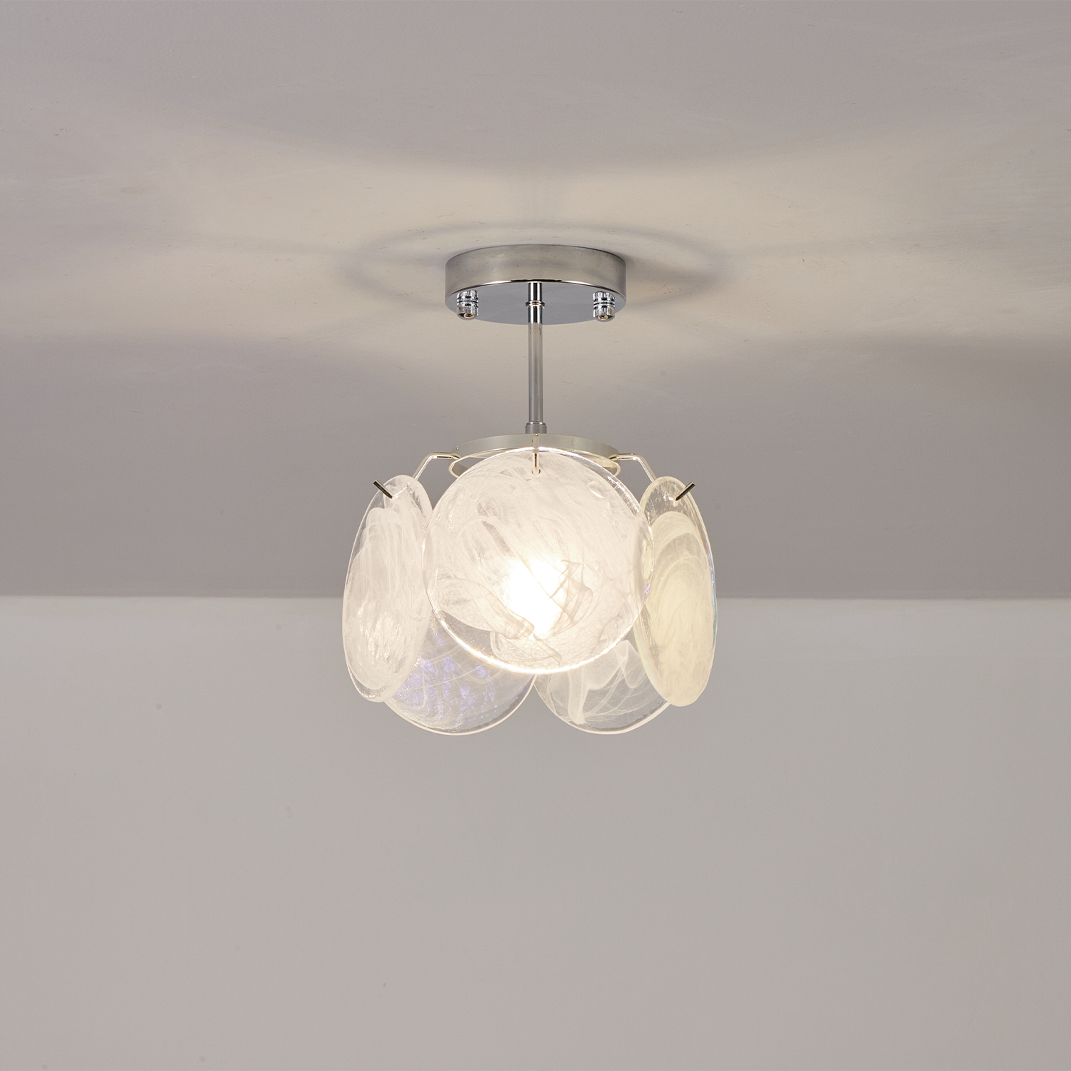 Italian Disc Ceiling Lamp Murano Glass 1970s