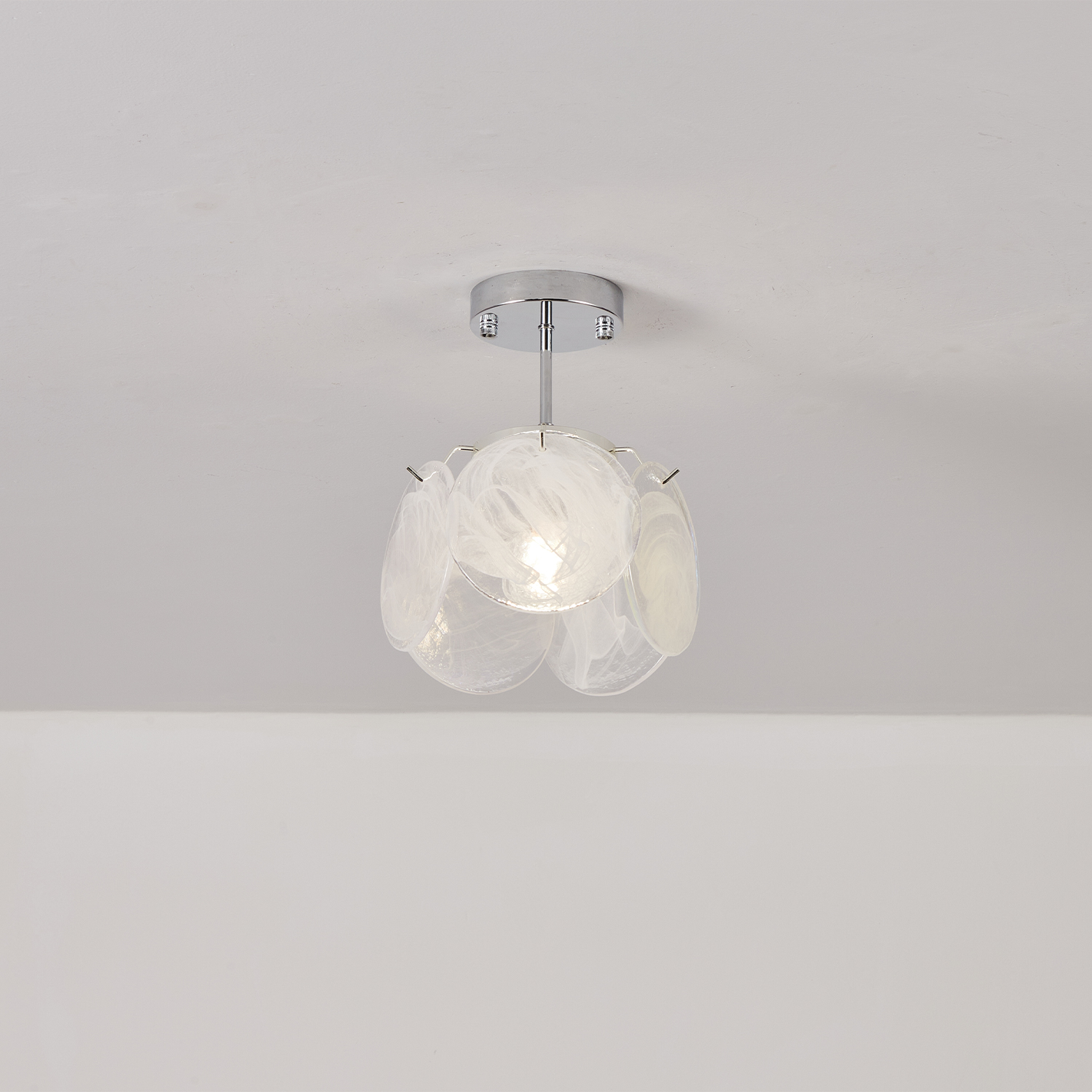 Italian Disc Ceiling Lamp Murano Glass 1970s