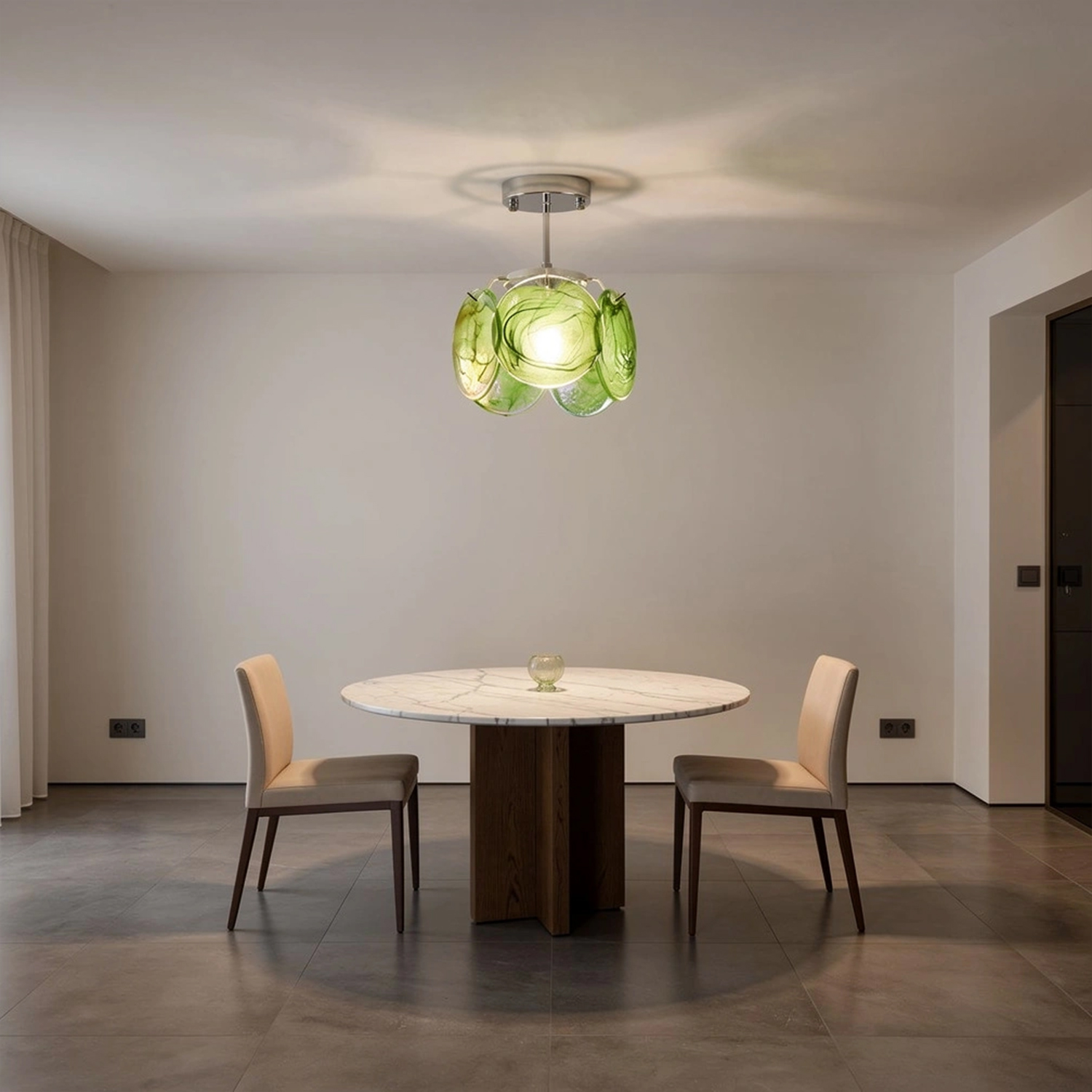 Italian Disc Ceiling Lamp Murano Glass 1970s