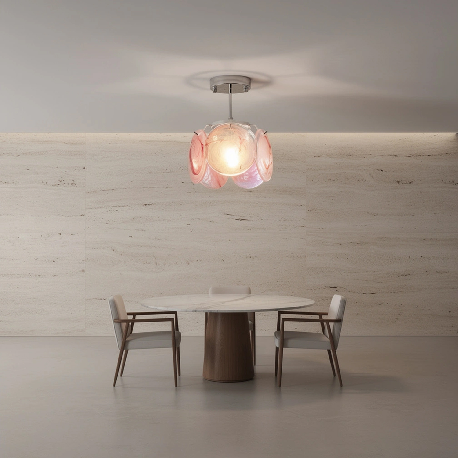 Italian Disc Ceiling Lamp Murano Glass 1970s