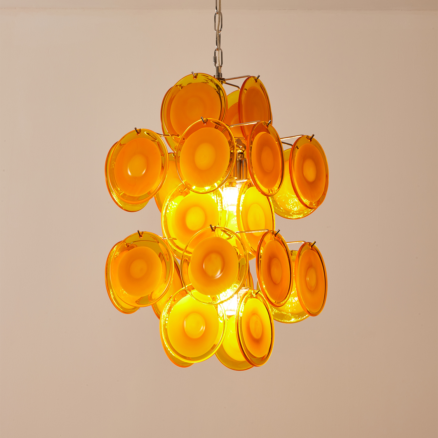Italian Disc Chandeliers Murano Glass 1970s