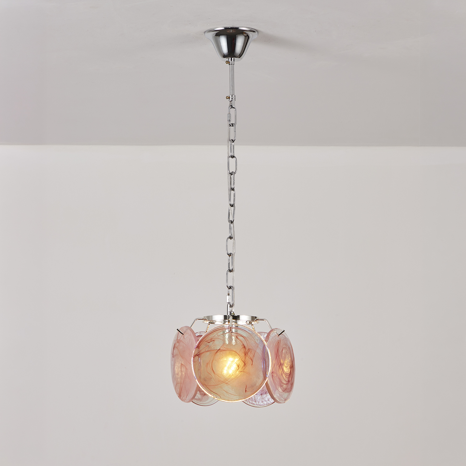 Italian Disc Pendent Lamp Murano Glass 1970s