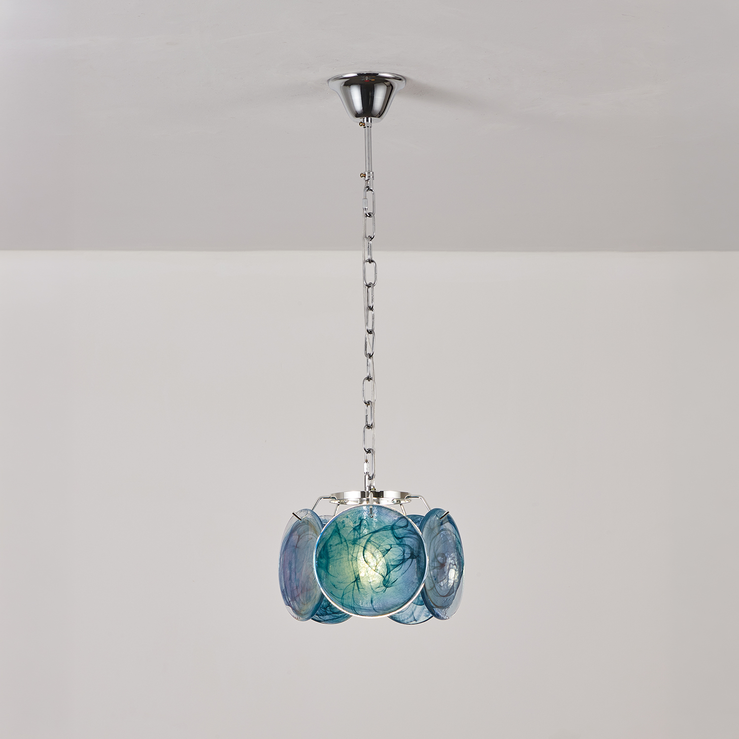 Italian Disc Pendent Lamp Murano Glass 1970s