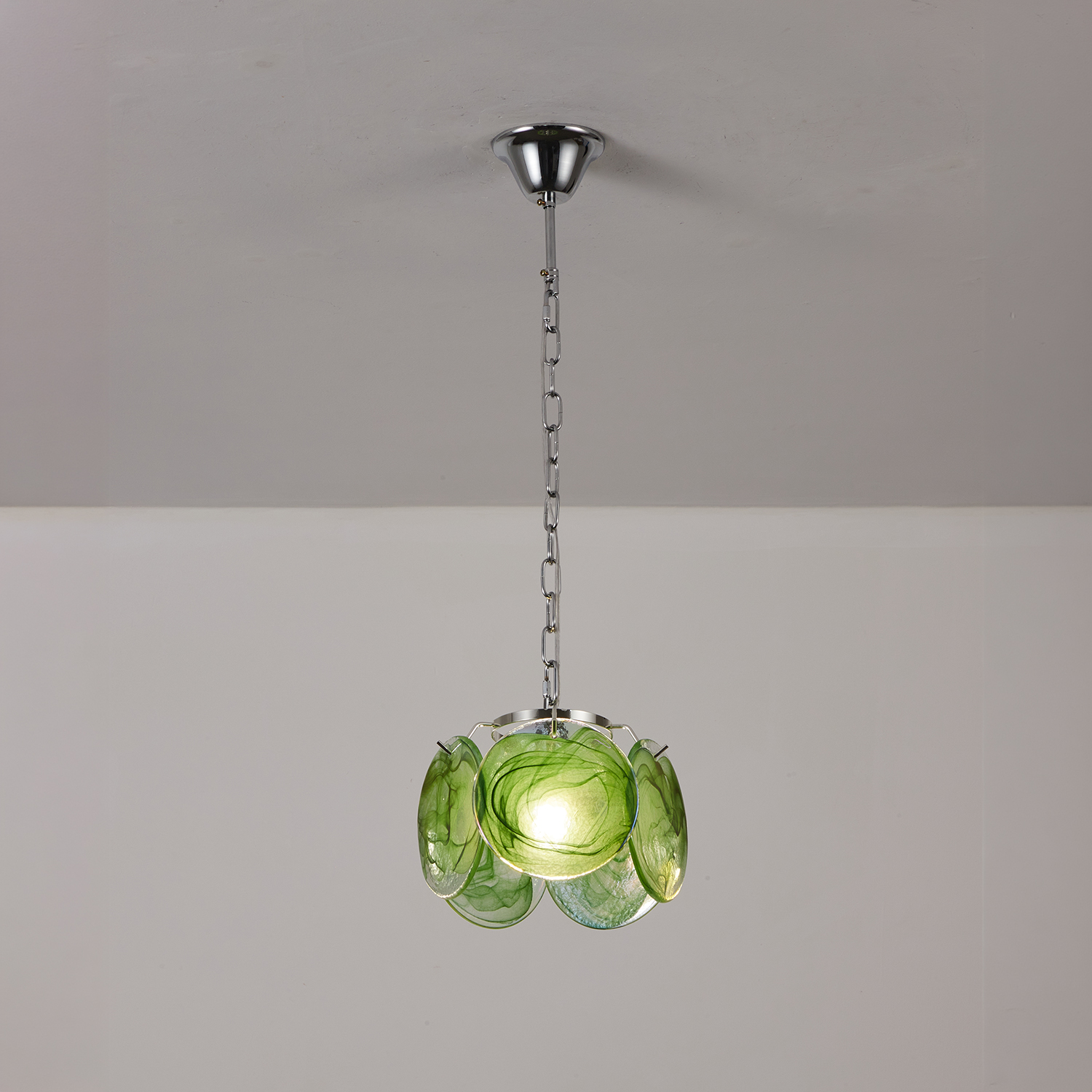 Italian Disc Pendent Lamp Murano Glass 1970s