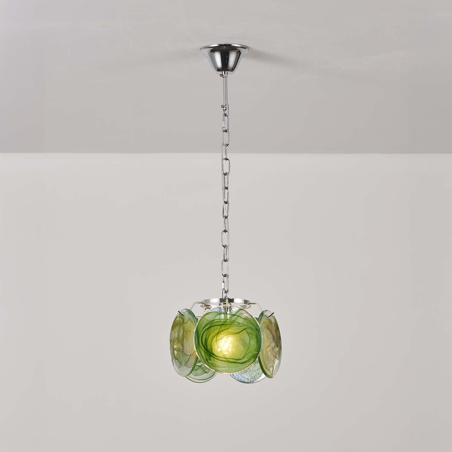 Italian Disc Pendent Lamp Murano Glass 1970s