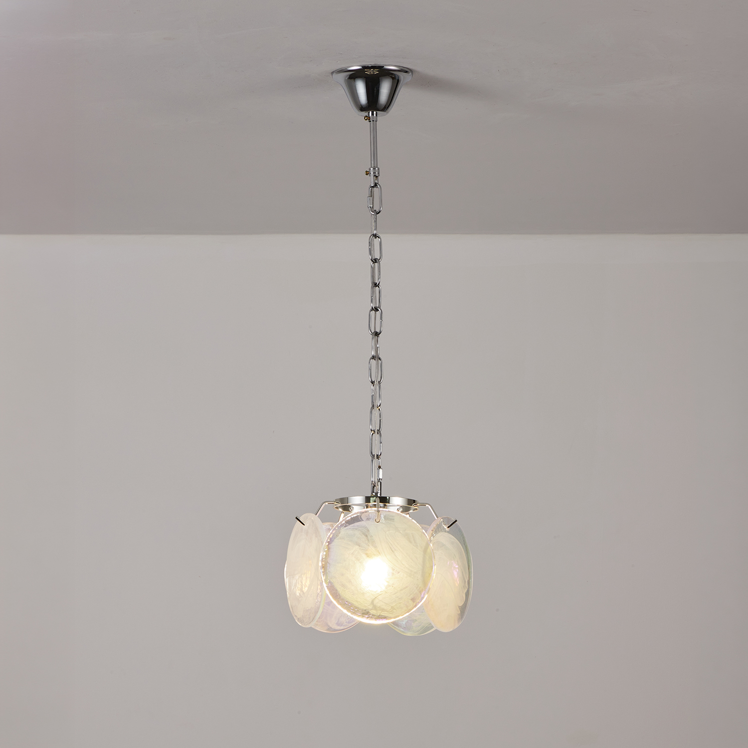 Italian Disc Pendent Lamp Murano Glass 1970s