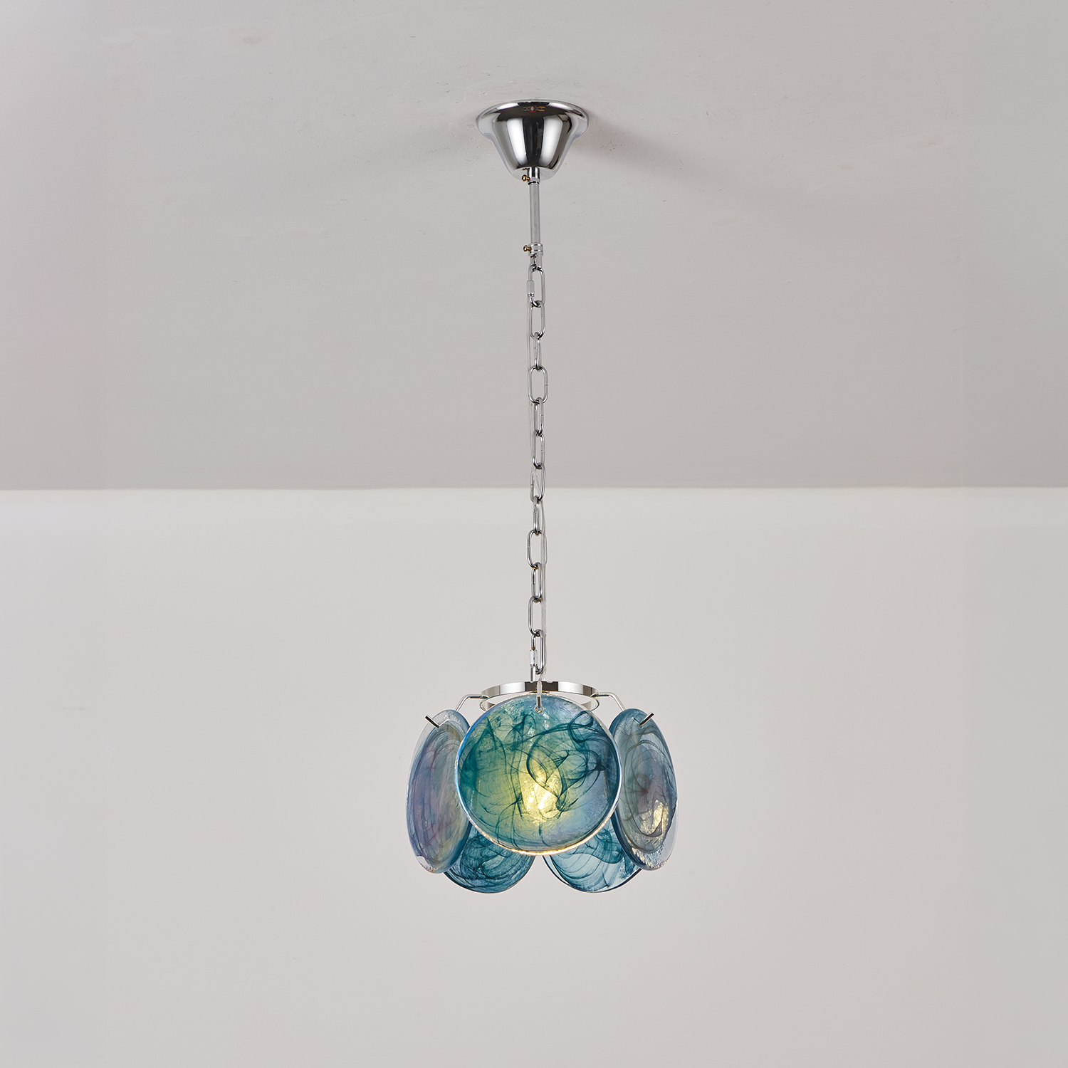 Italian Disc Pendent Lamp Murano Glass 1970s