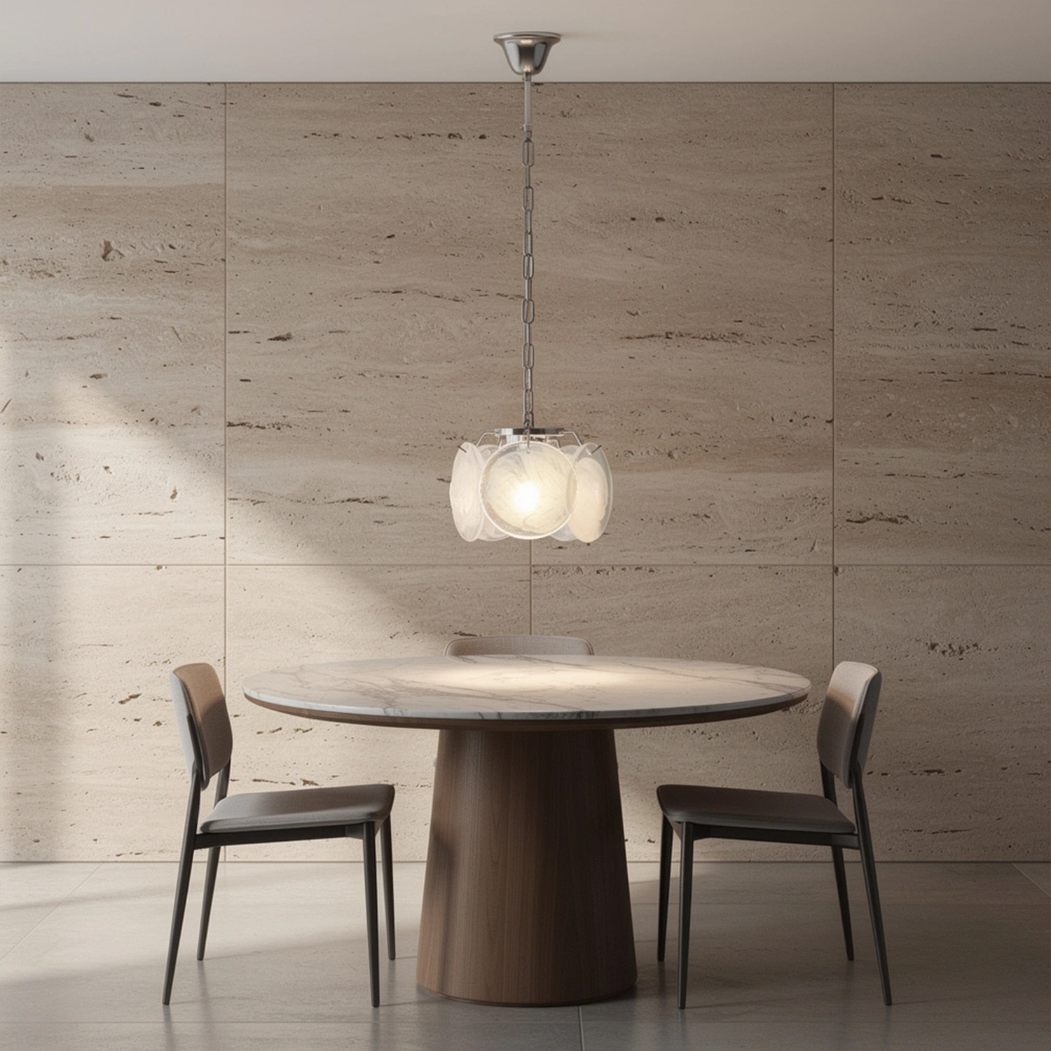 Italian Disc Pendent Lamp Murano Glass 1970s