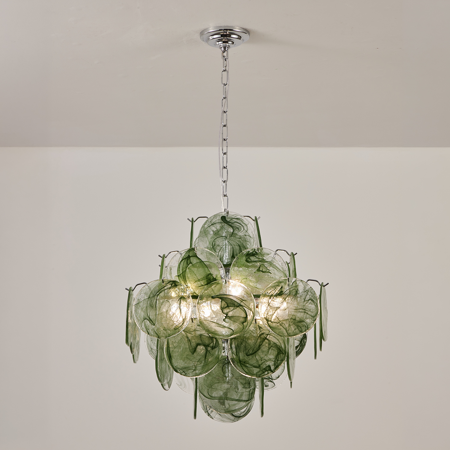 Italian Green Disc Murano Chandelier