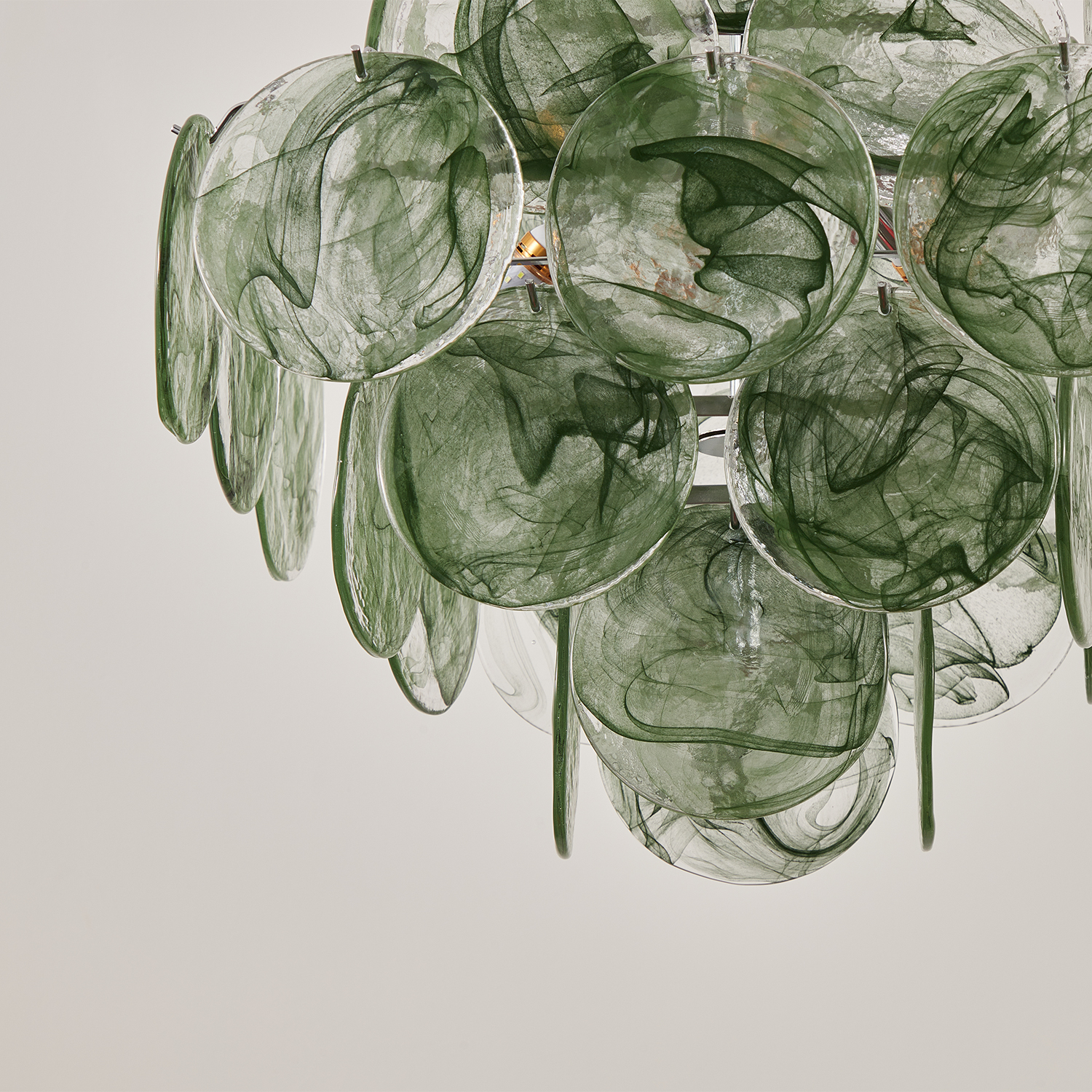 Italian Green Disc Murano Chandelier