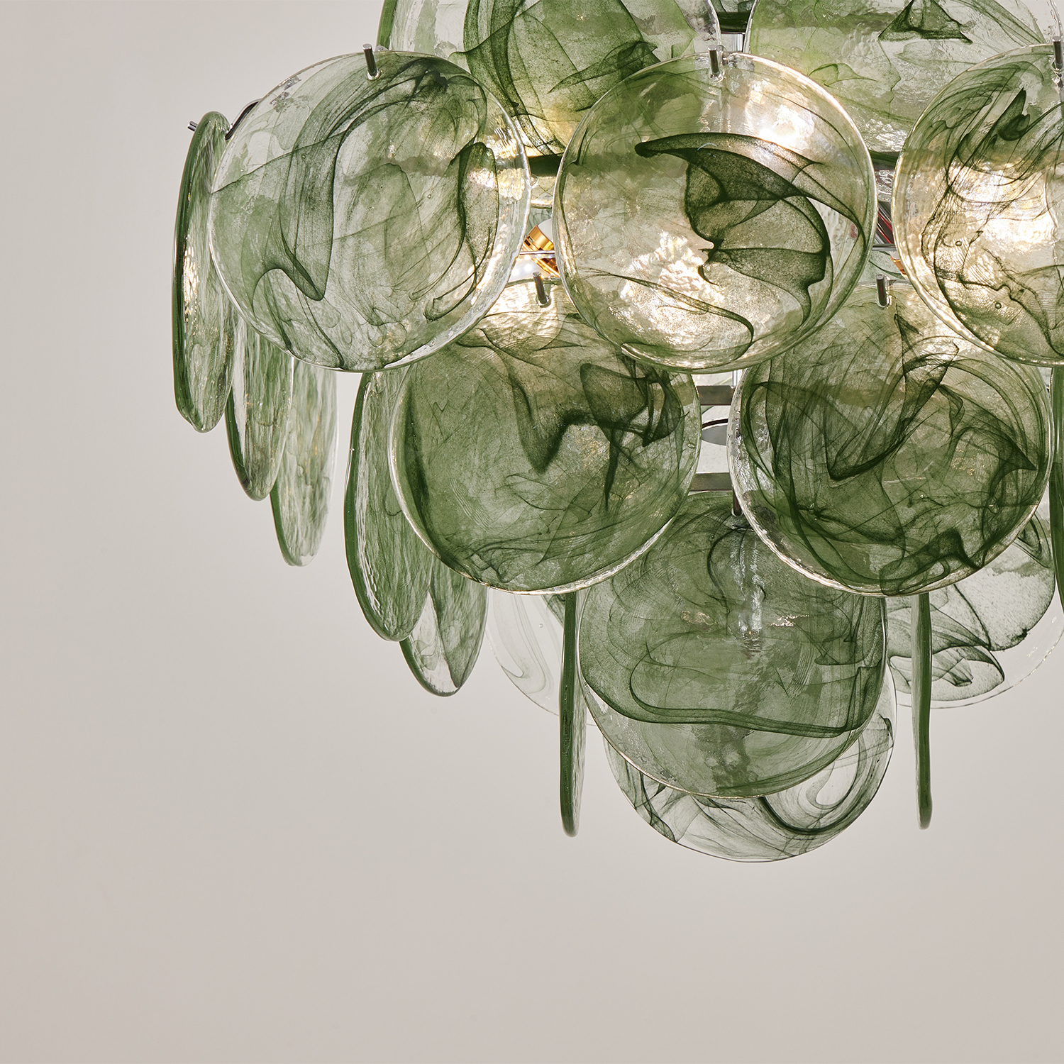 Italian Green Disc Murano Chandelier