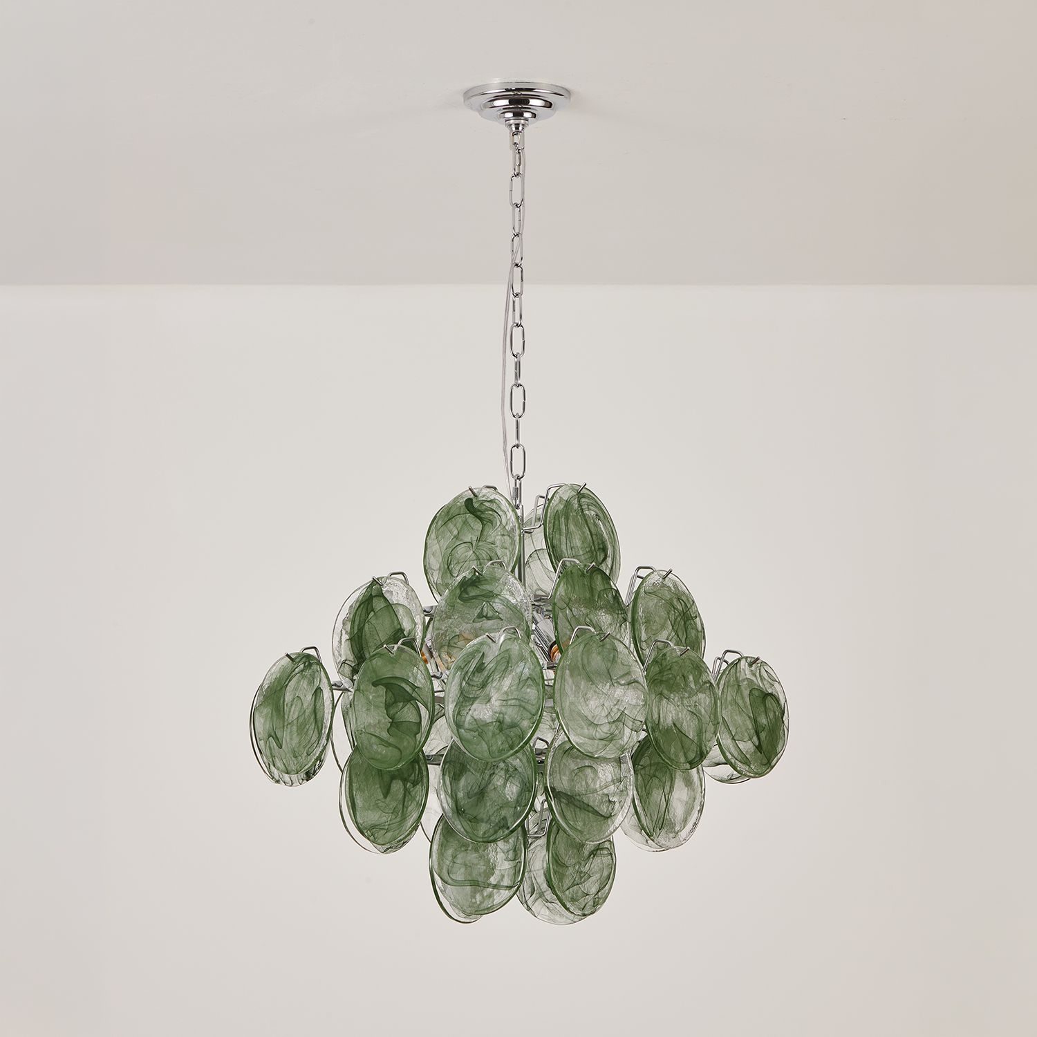 Italian Green Disc Murano Chandelier