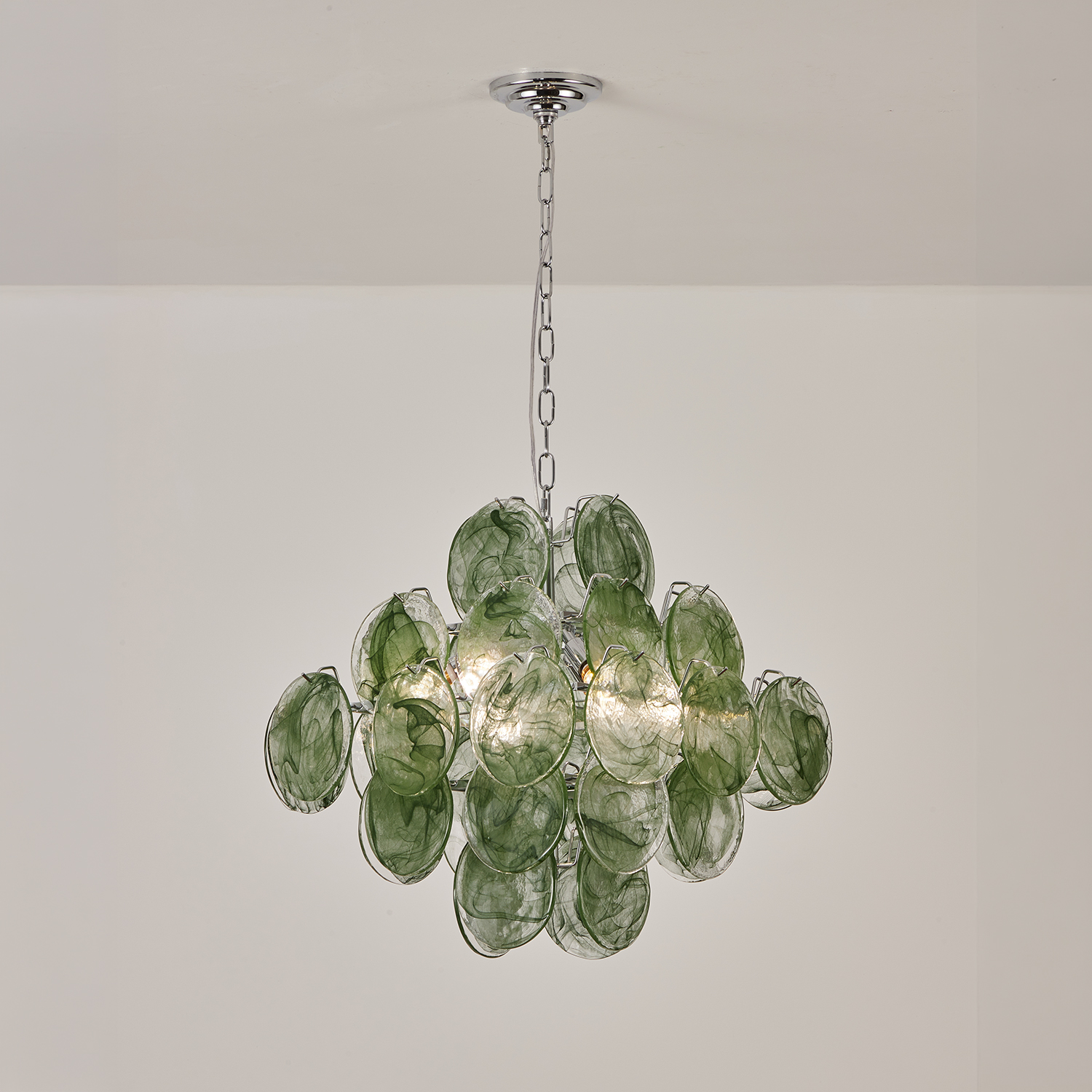 Italian Green Disc Murano Chandelier