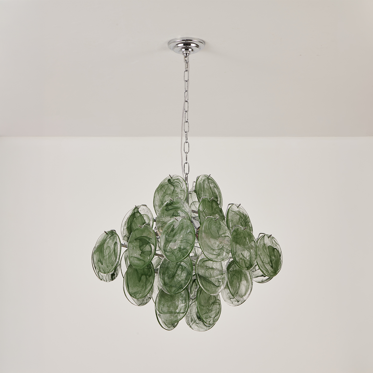 Italian Green Disc Murano Chandelier
