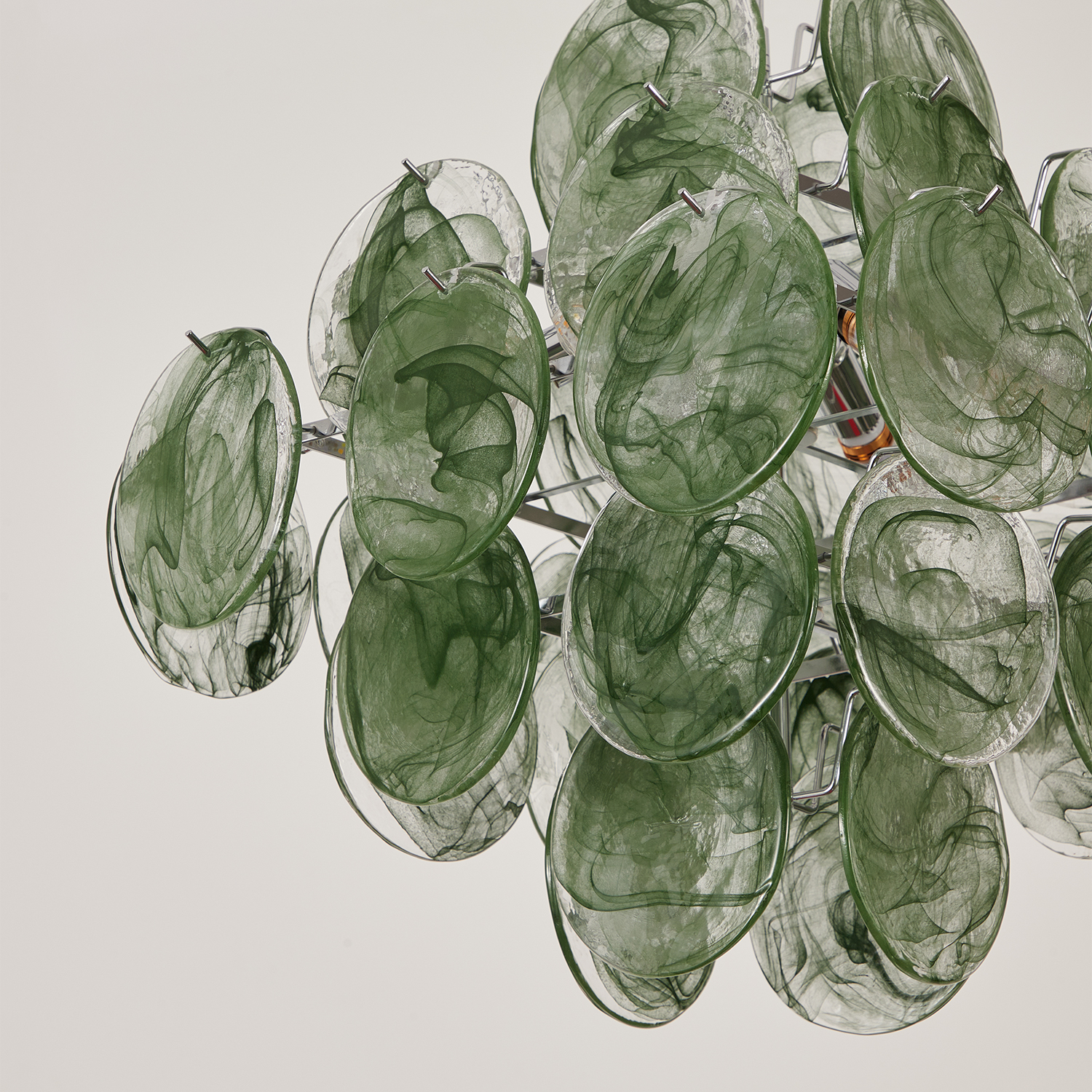 Italian Green Disc Murano Chandelier