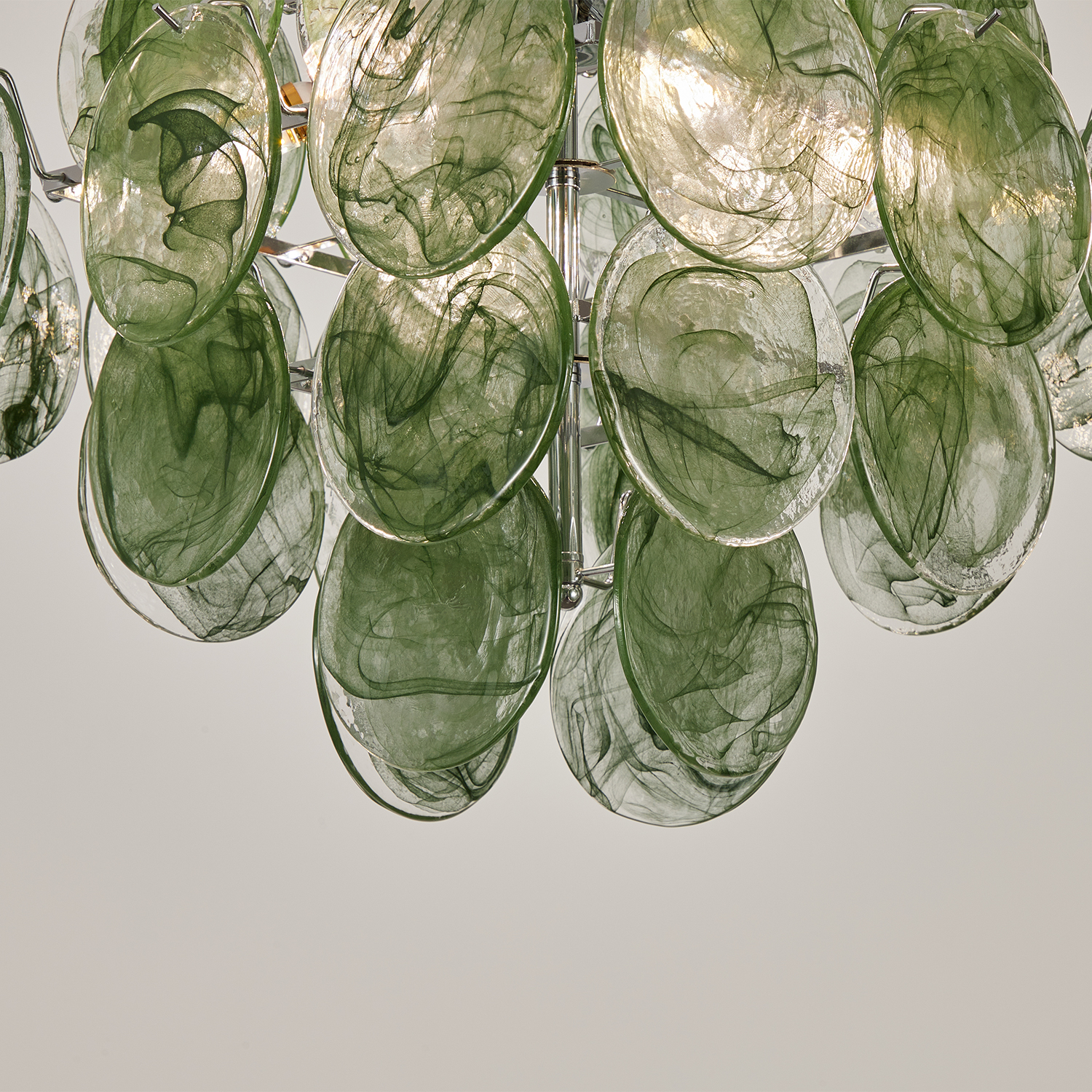 Italian Green Disc Murano Chandelier
