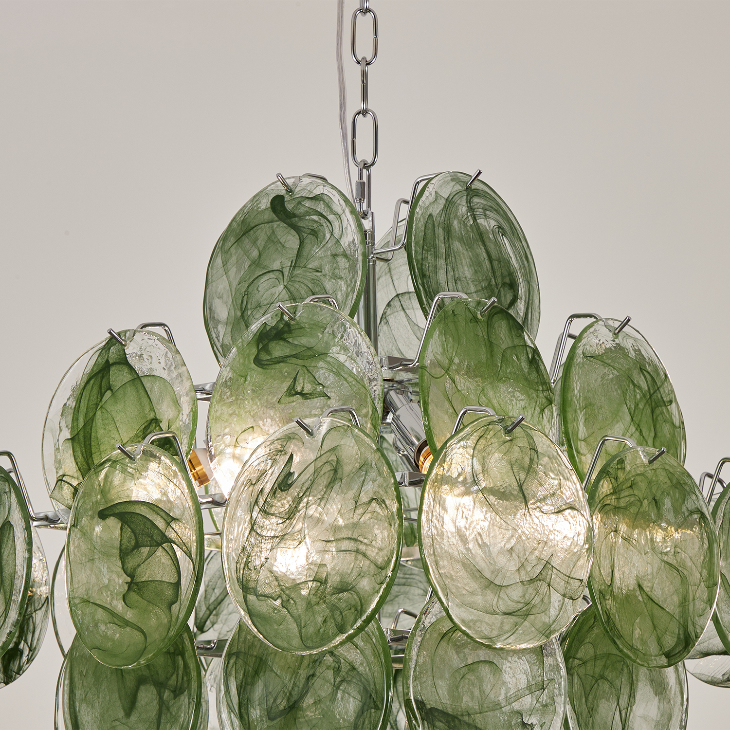 Italian Green Disc Murano Chandelier