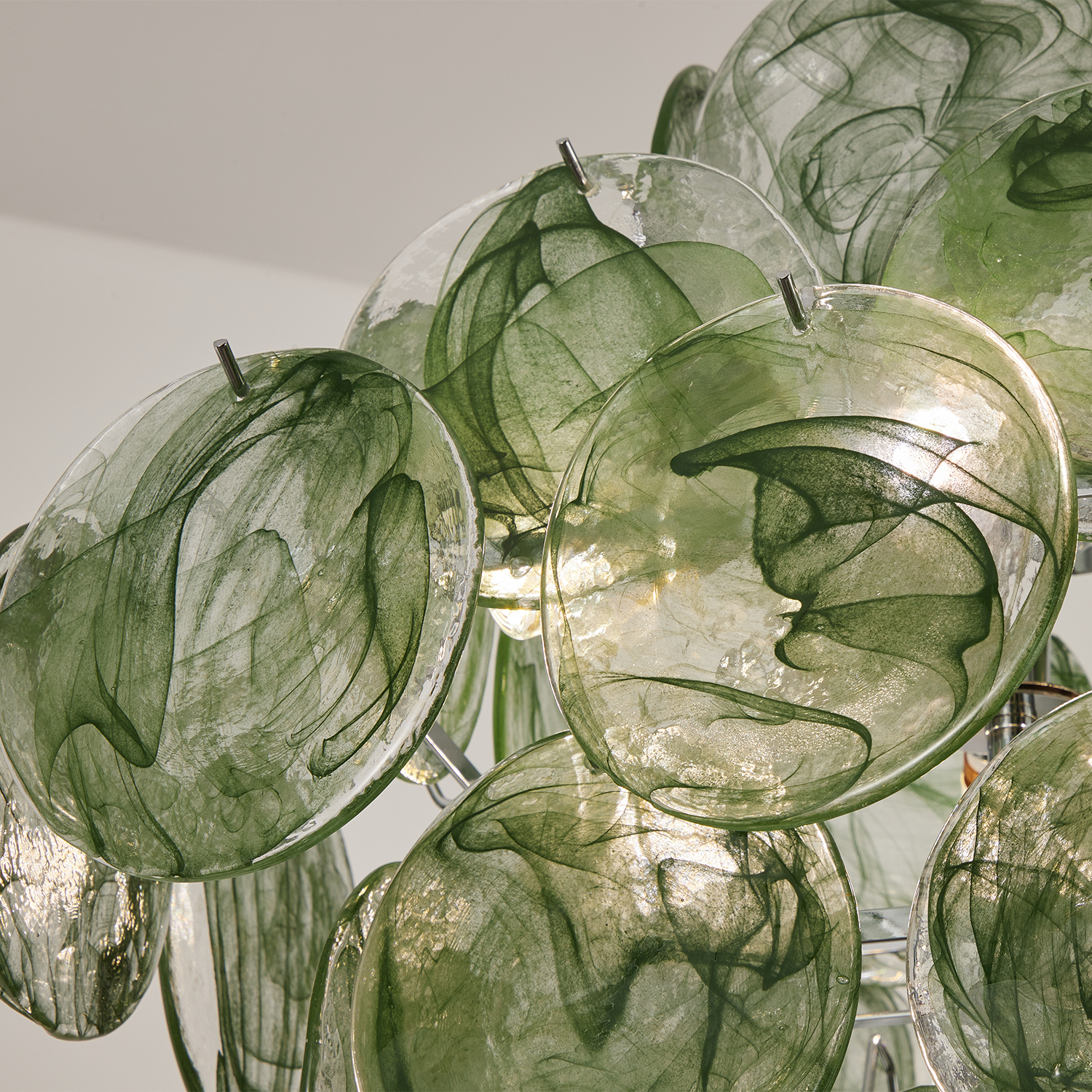 Italian Green Disc Murano Chandelier