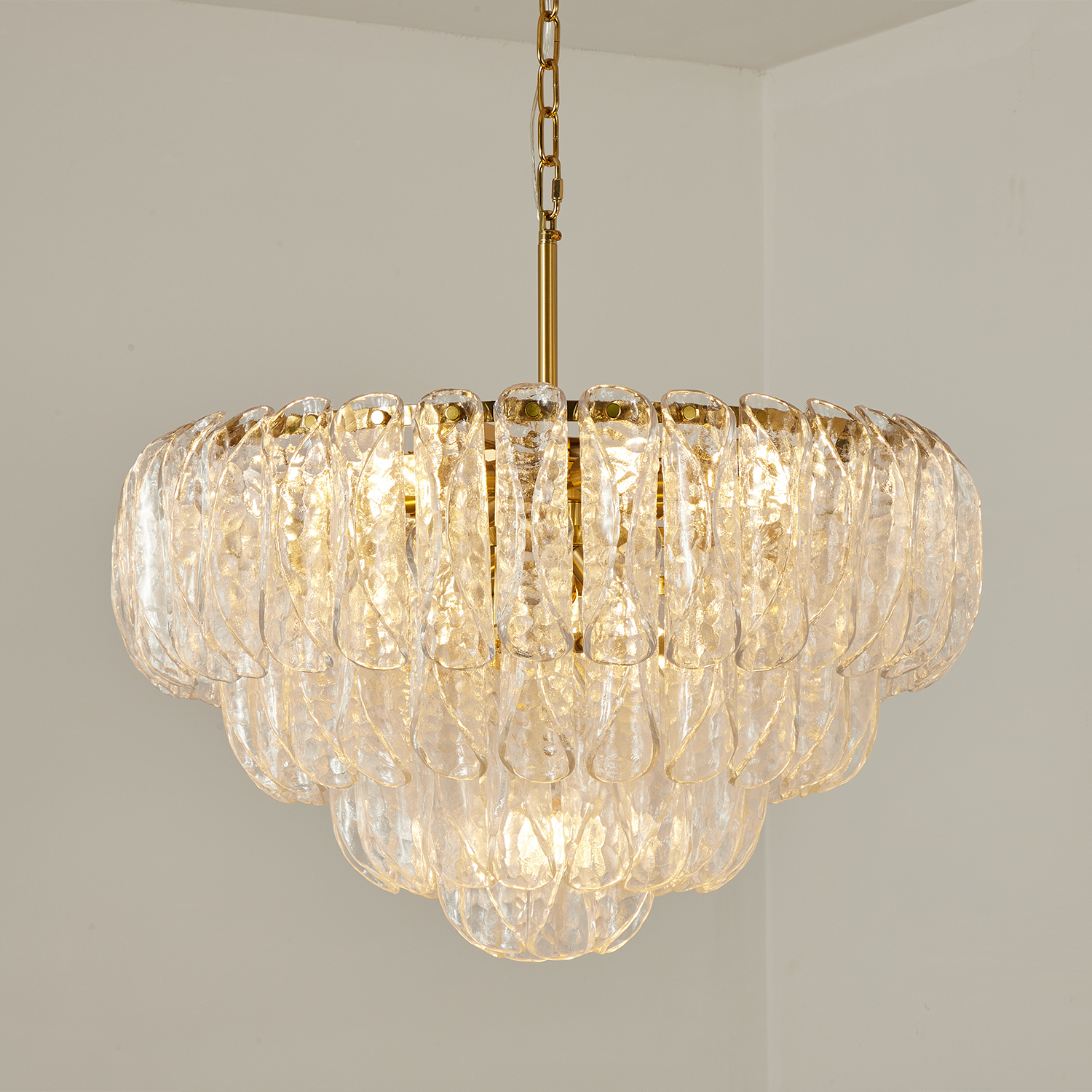 Italian Handcrafted Glass Cascade Chandelier