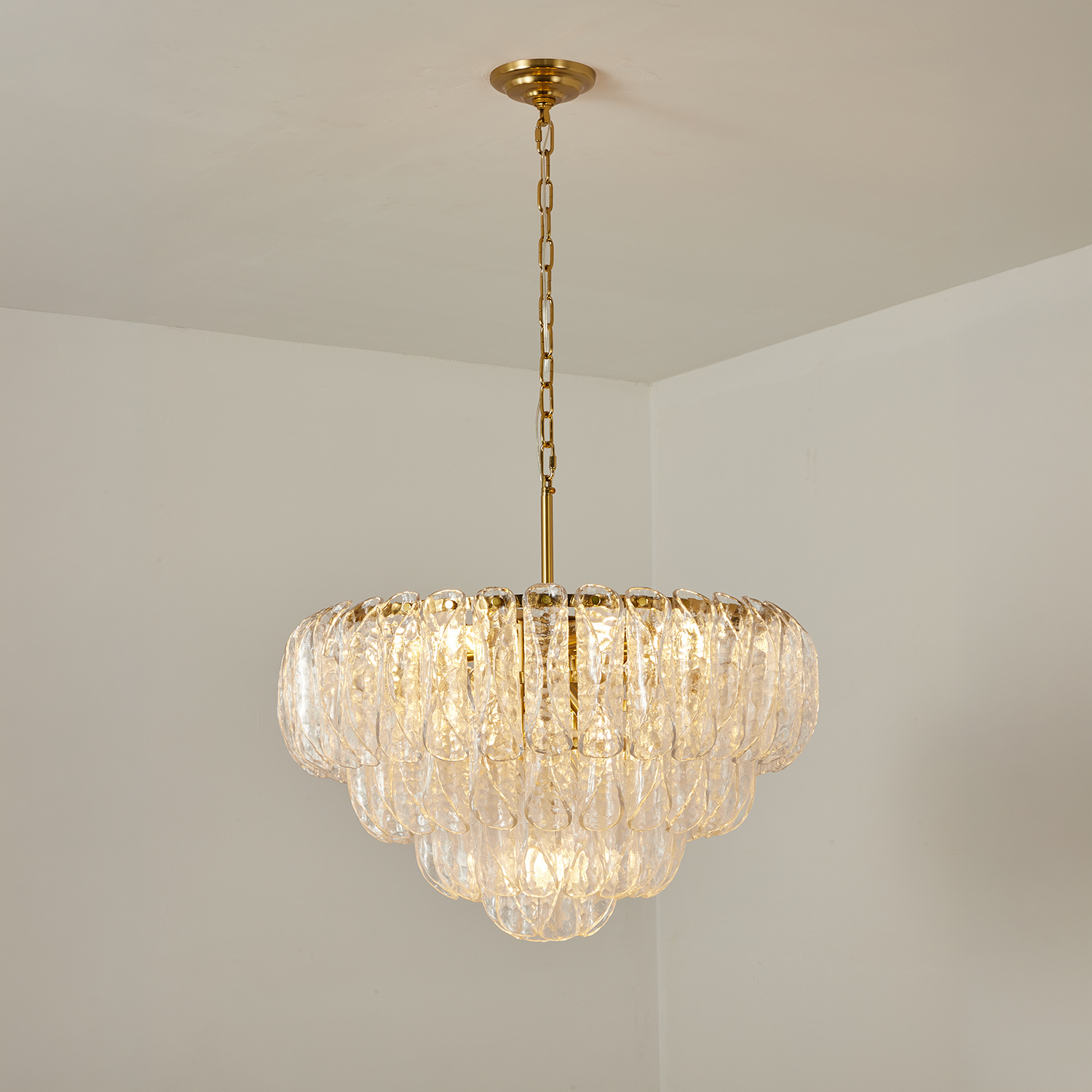 Italian Handcrafted Glass Cascade Chandelier