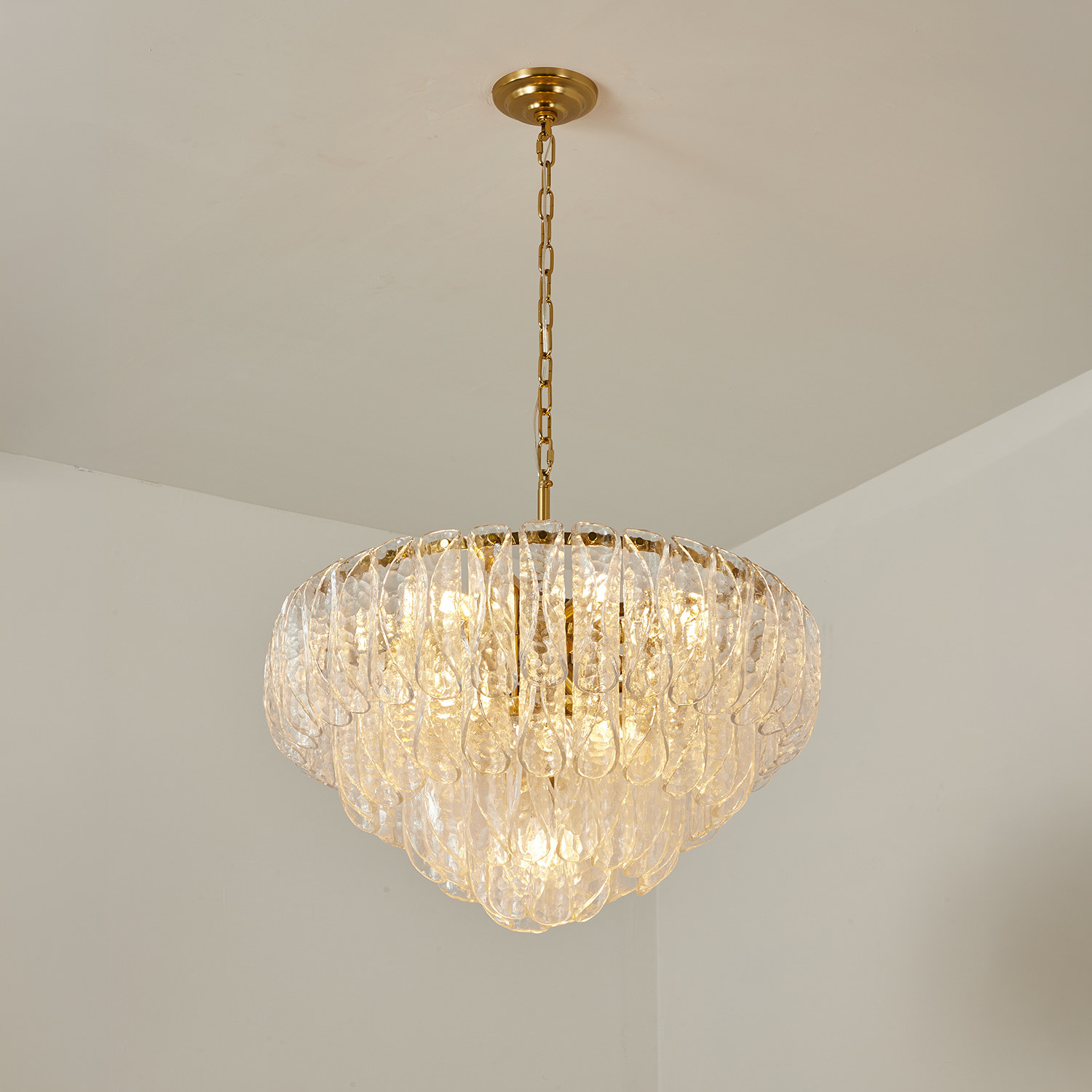 Italian Handcrafted Glass Cascade Chandelier