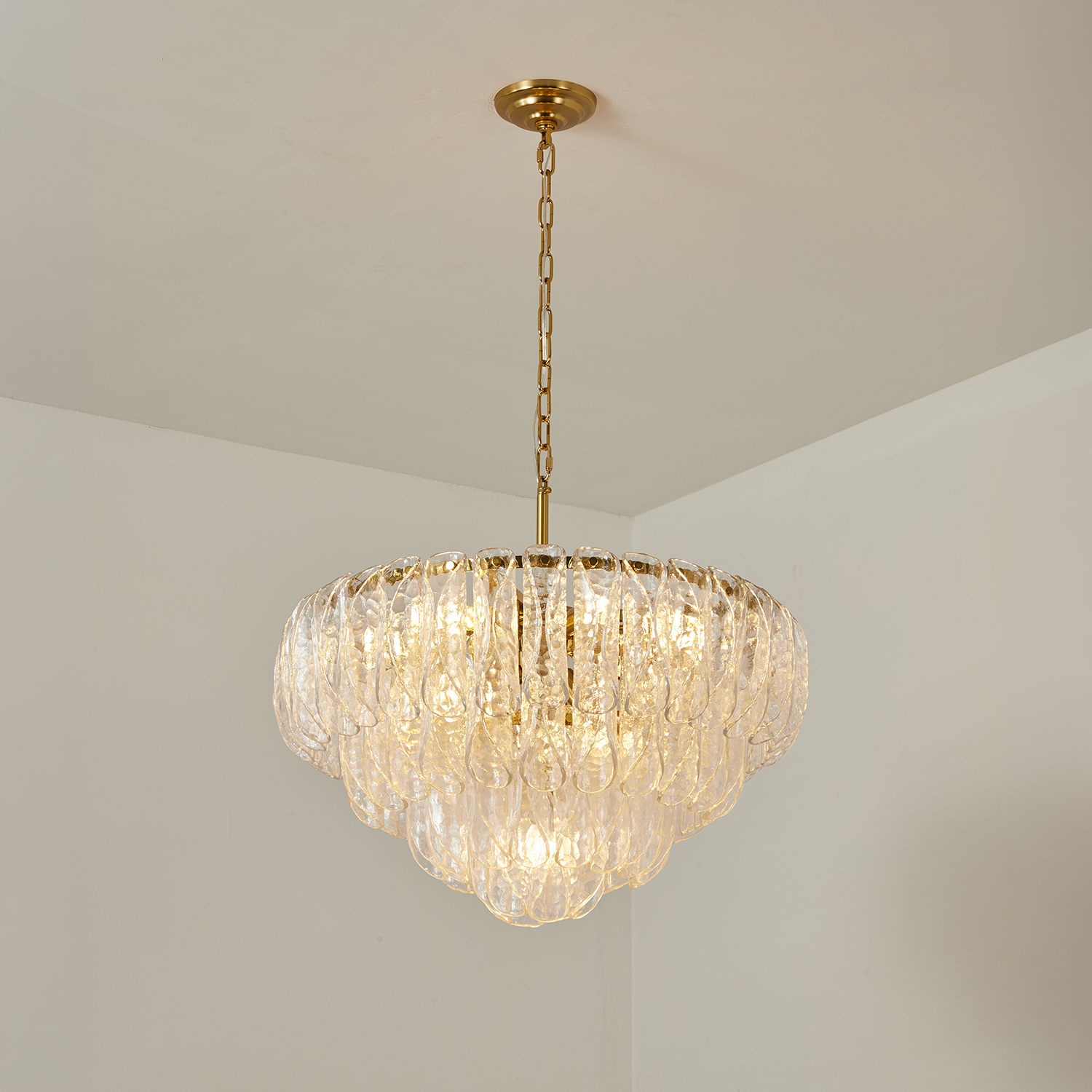 Italian Handcrafted Glass Cascade Chandelier