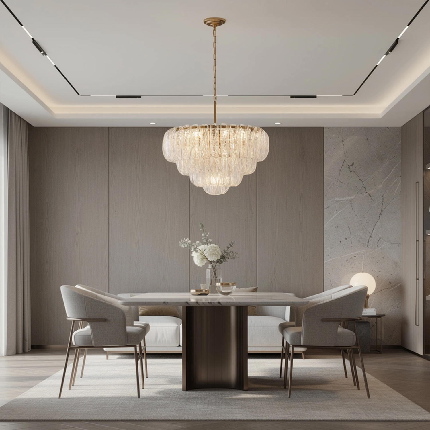 Italian Handcrafted Glass Cascade Chandelier