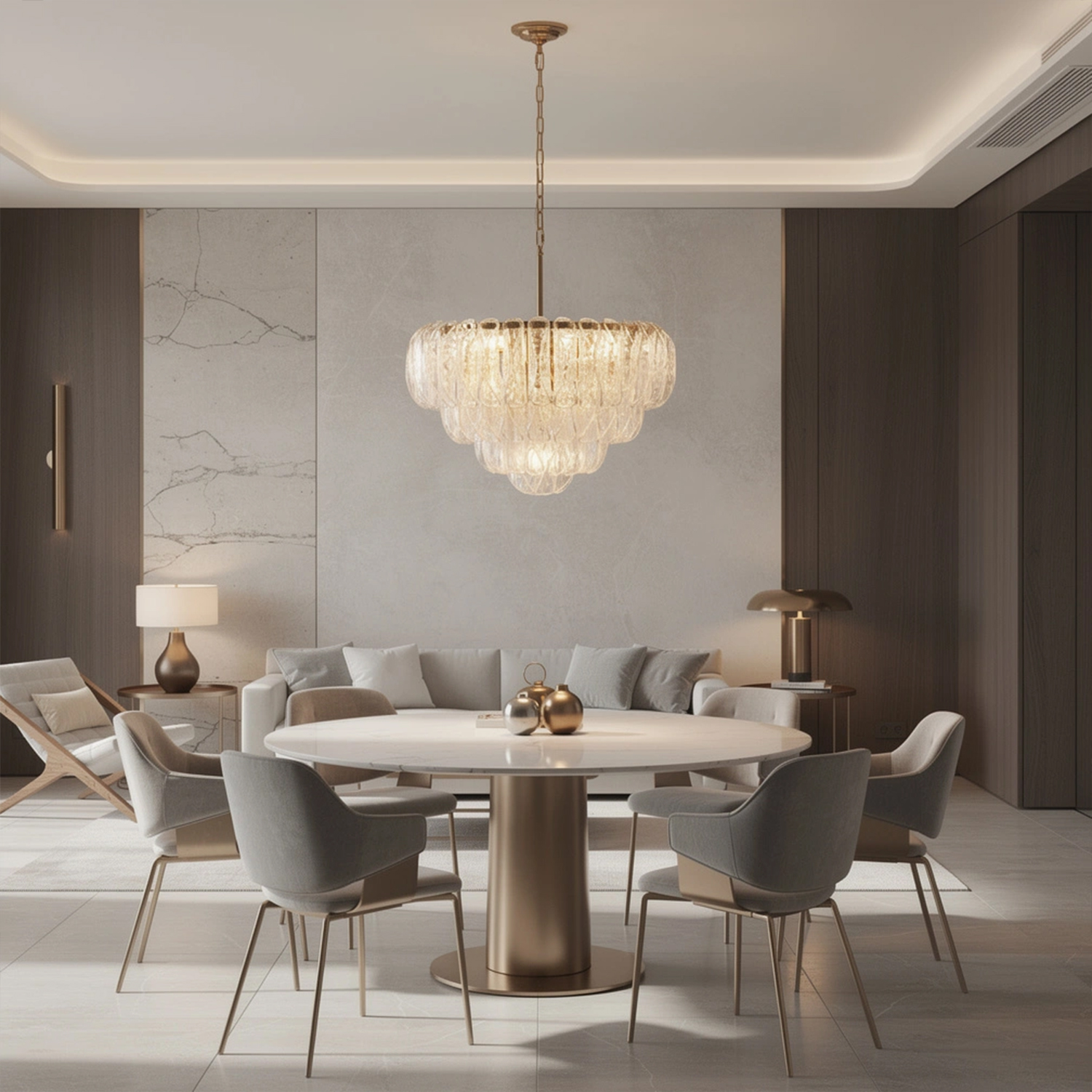 Italian Handcrafted Glass Cascade Chandelier