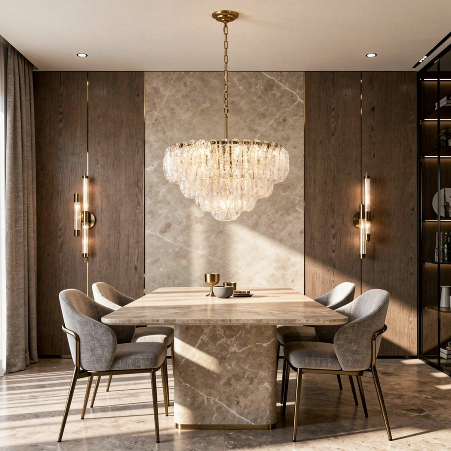 Italian Handcrafted Glass Cascade Chandelier