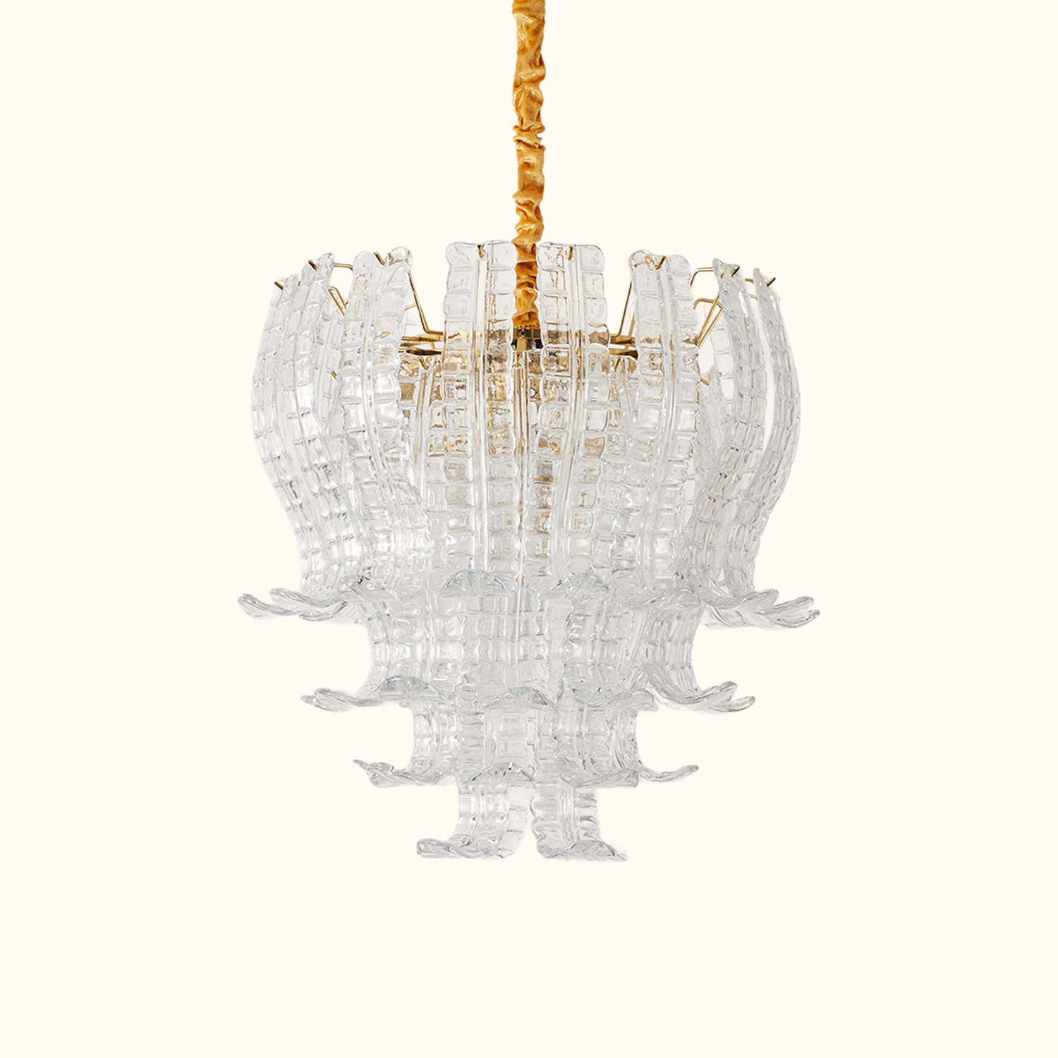 Italian Murano Felci Clear Glass Chandeliers