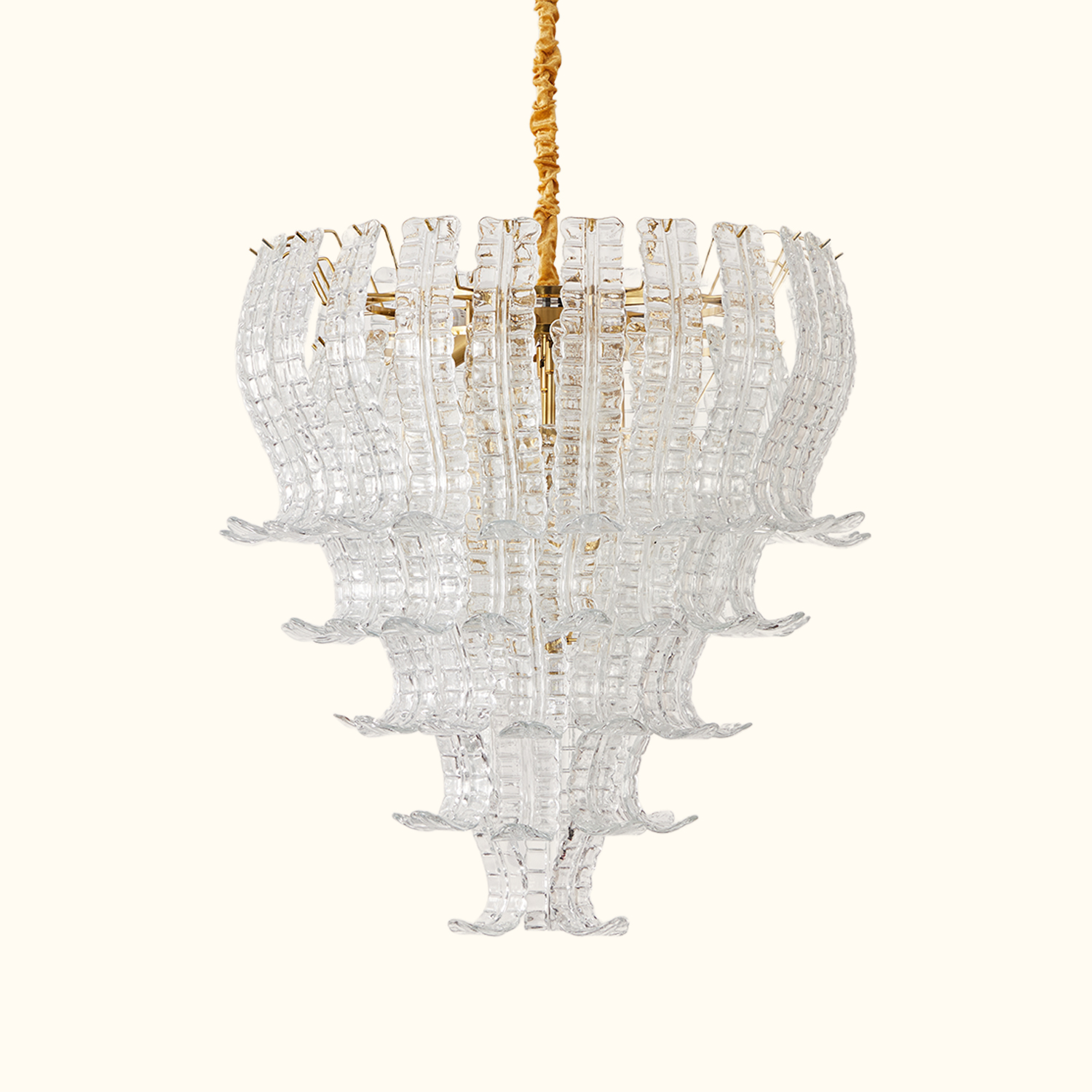 Italian Murano Felci Clear Glass Chandeliers