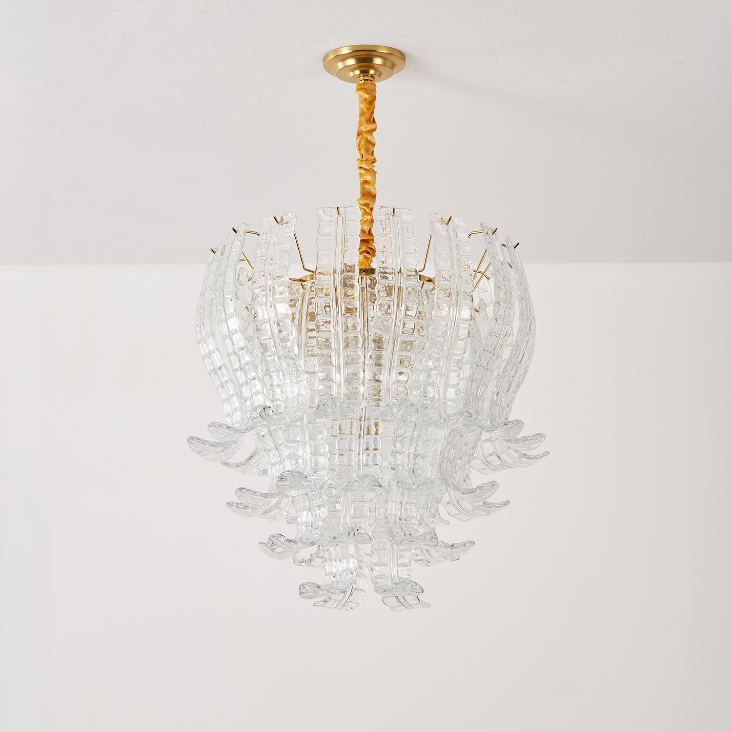 Italian Murano Felci Clear Glass Chandeliers