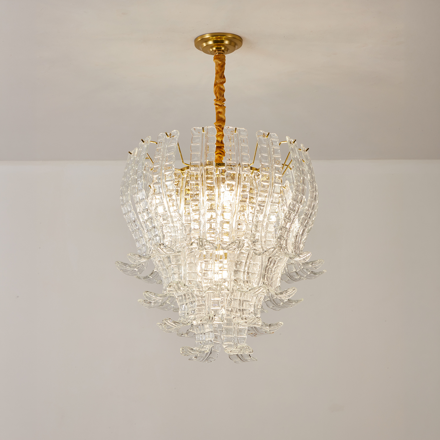 Italian Murano Felci Clear Glass Chandeliers