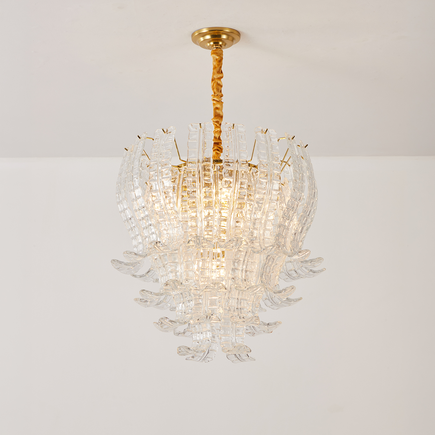 Italian Murano Felci Clear Glass Chandeliers