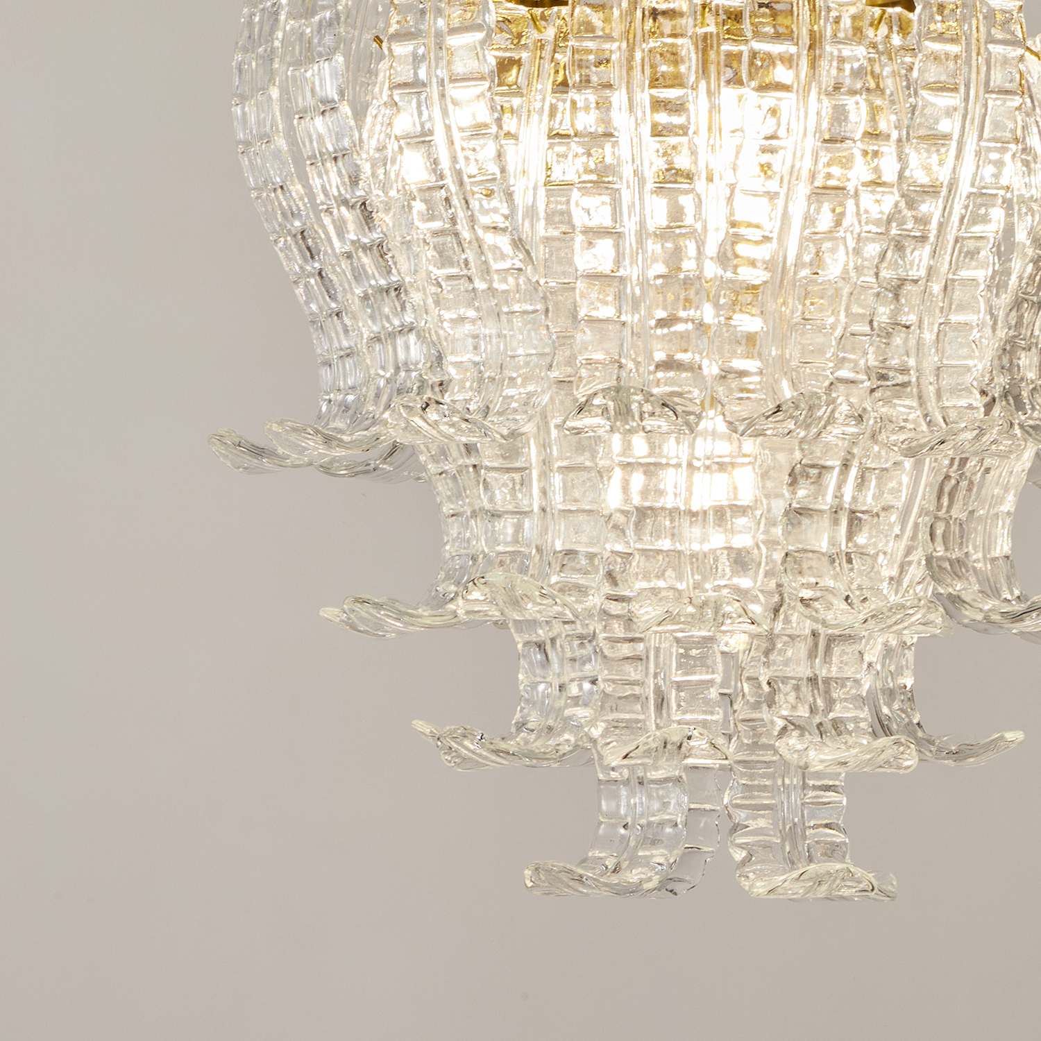 Italian Murano Felci Clear Glass Chandeliers