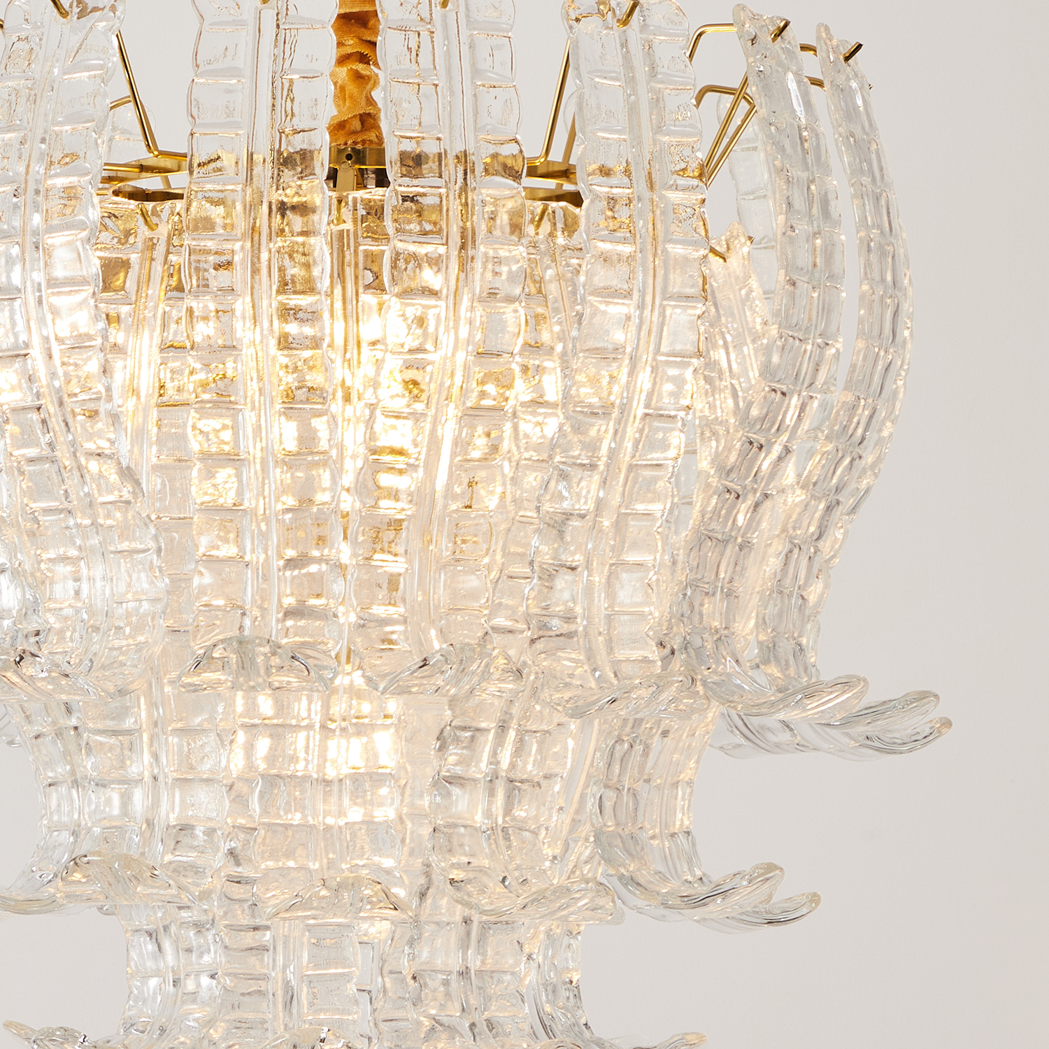 Italian Murano Felci Clear Glass Chandeliers